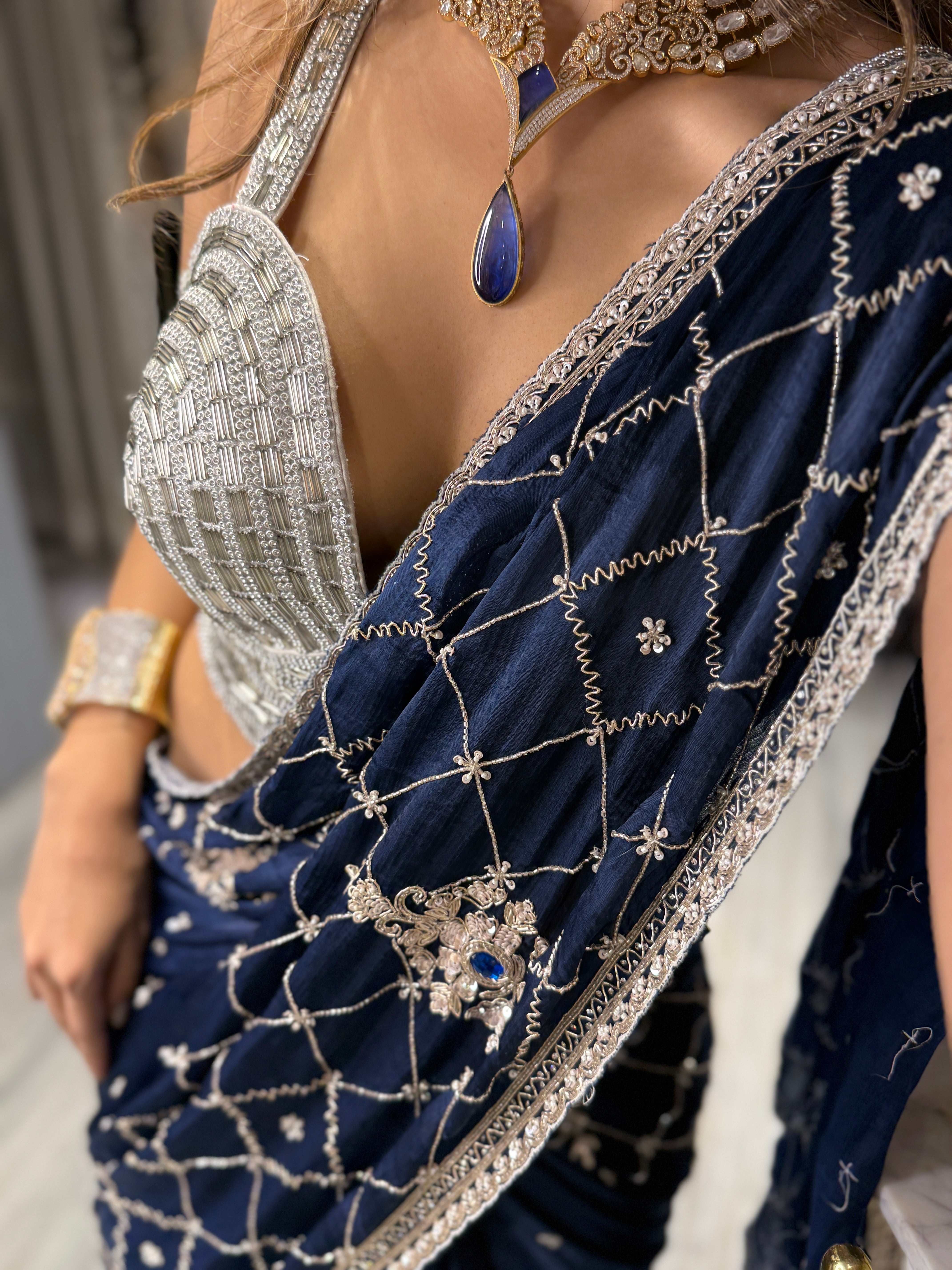 Azure Éclat Saree