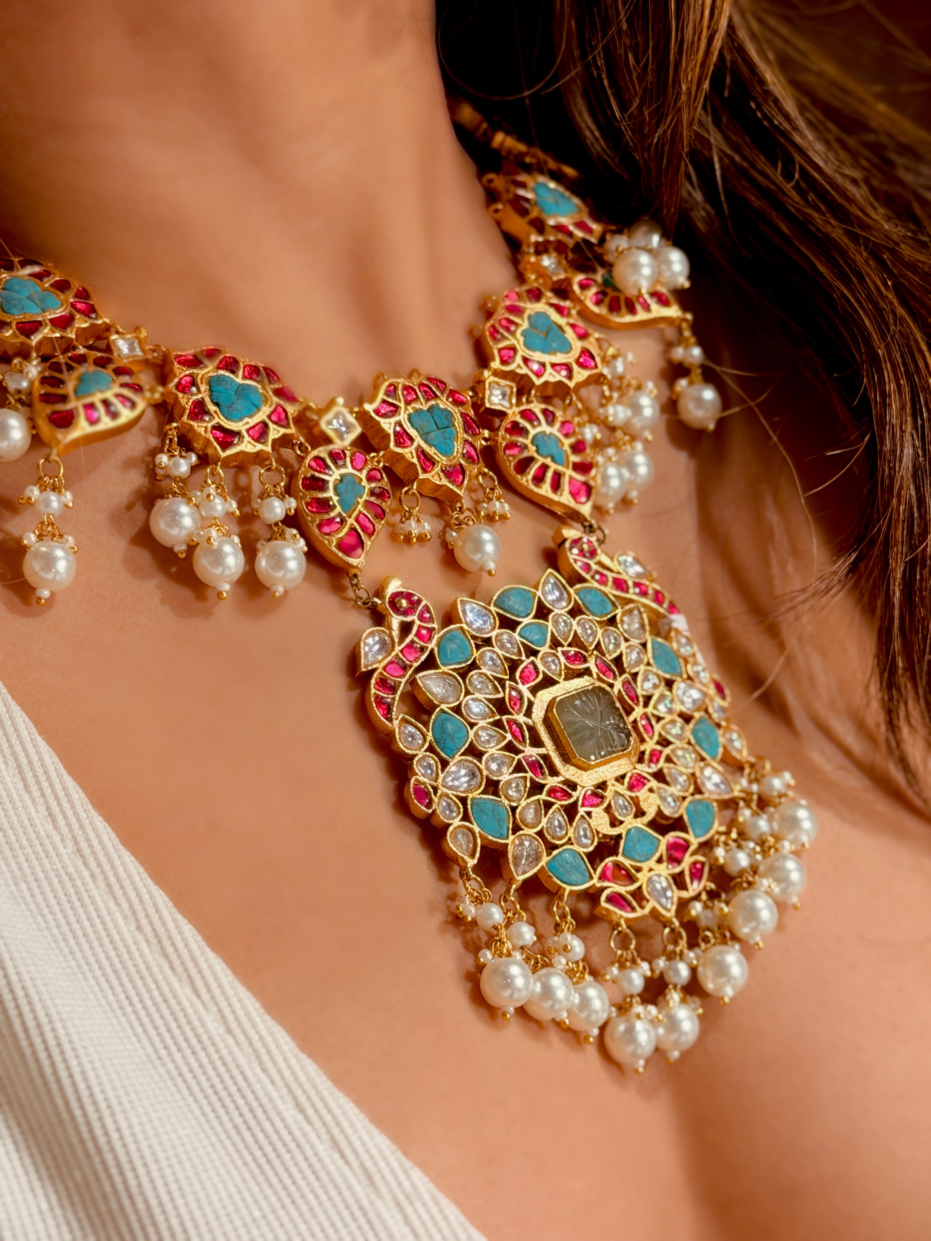 Nandini jadau firozi necklace