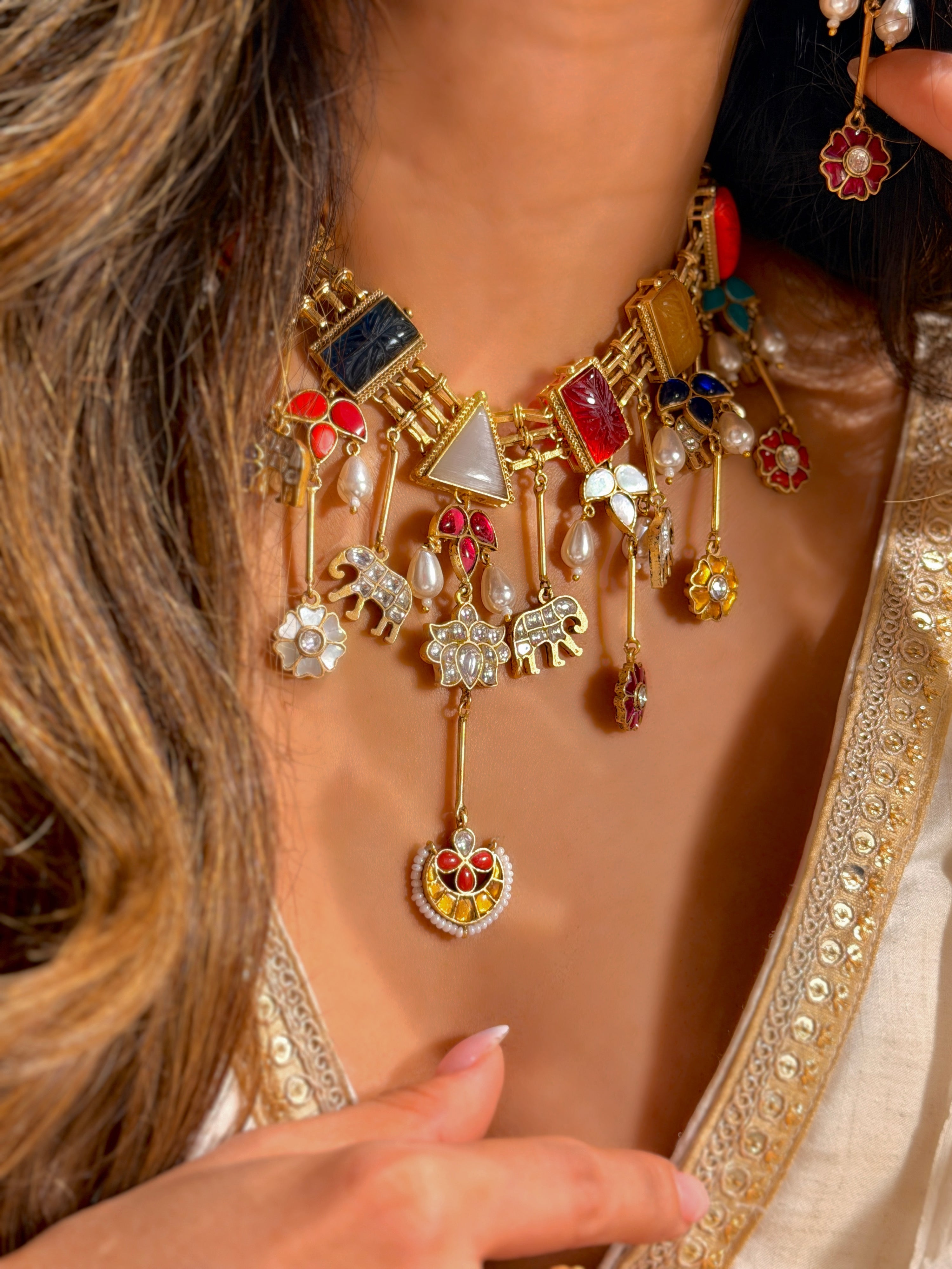 Navratan Sitara jadau Necklace