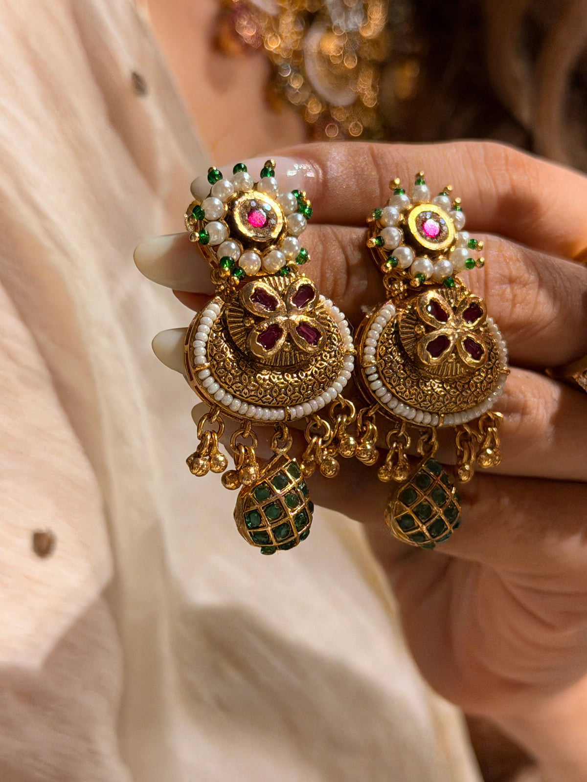 Trina antique gold plated Rajwadi Necklace