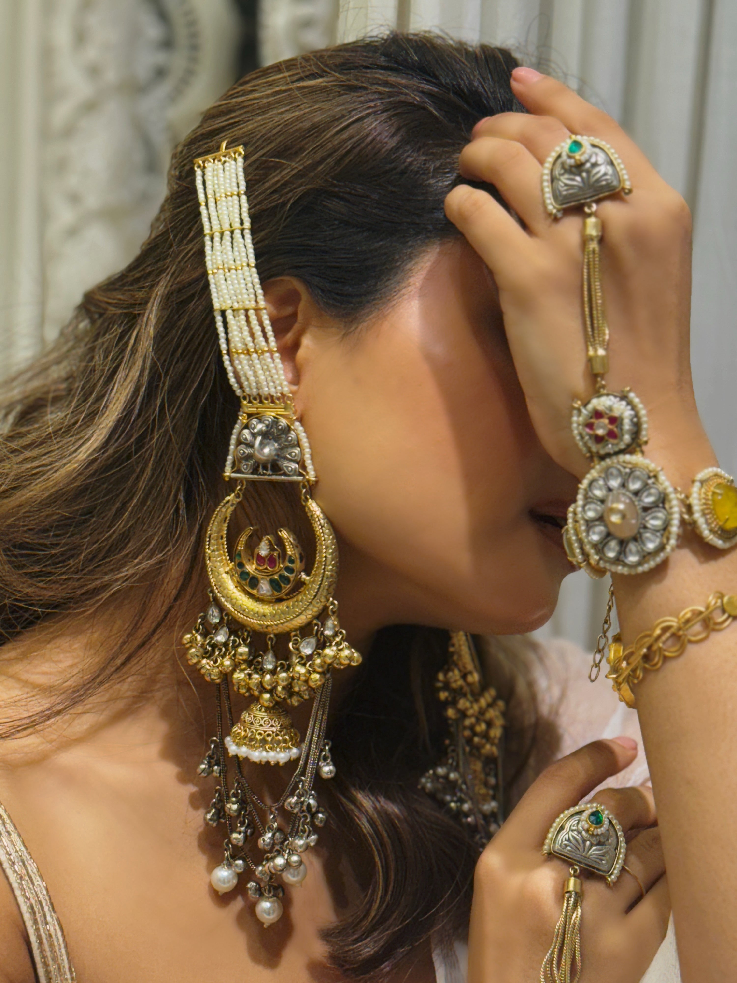 Kashmiri Chand Bali Ear Chain
