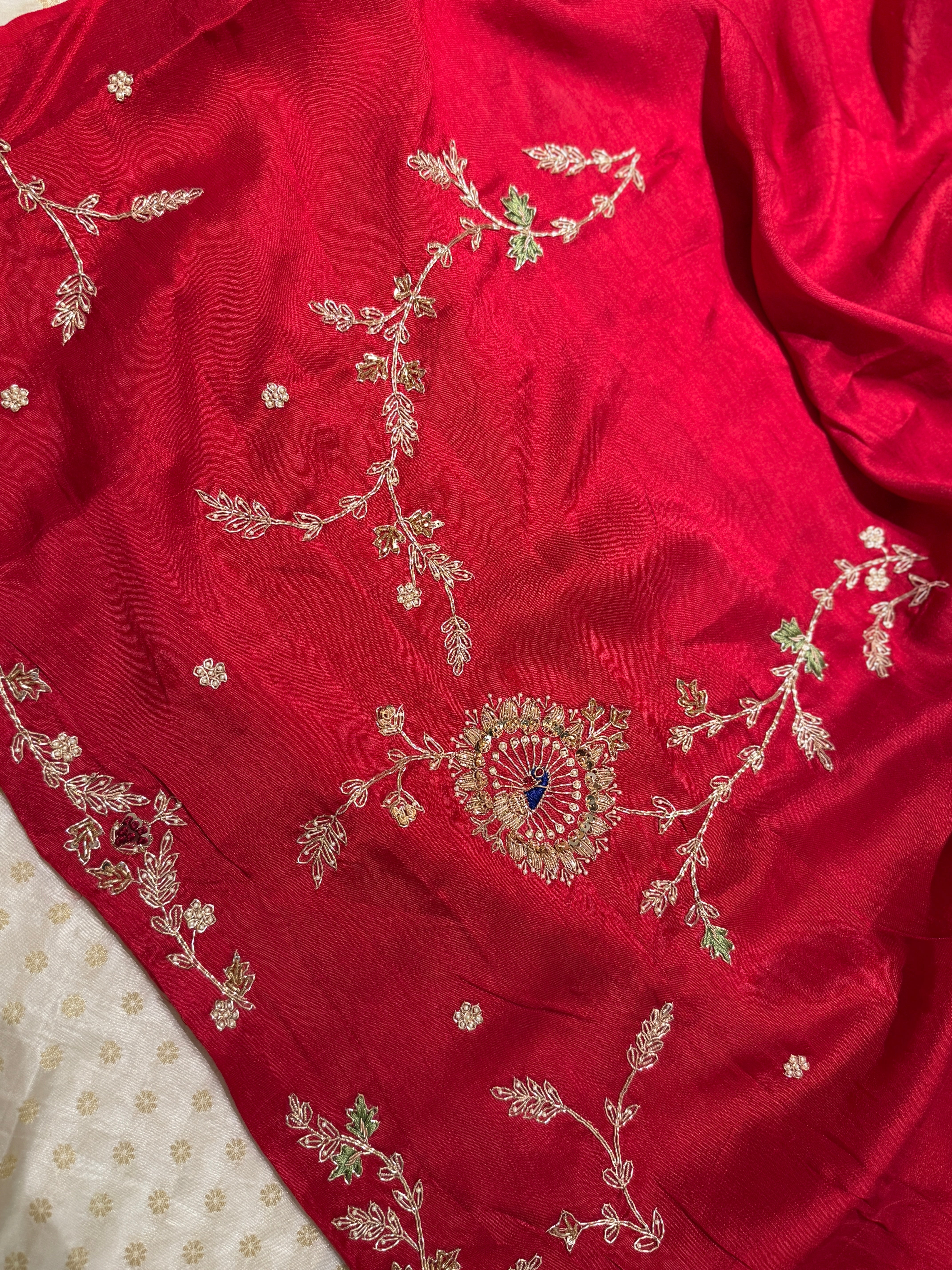 Laal Ishq zardosi kora Banarasi saree