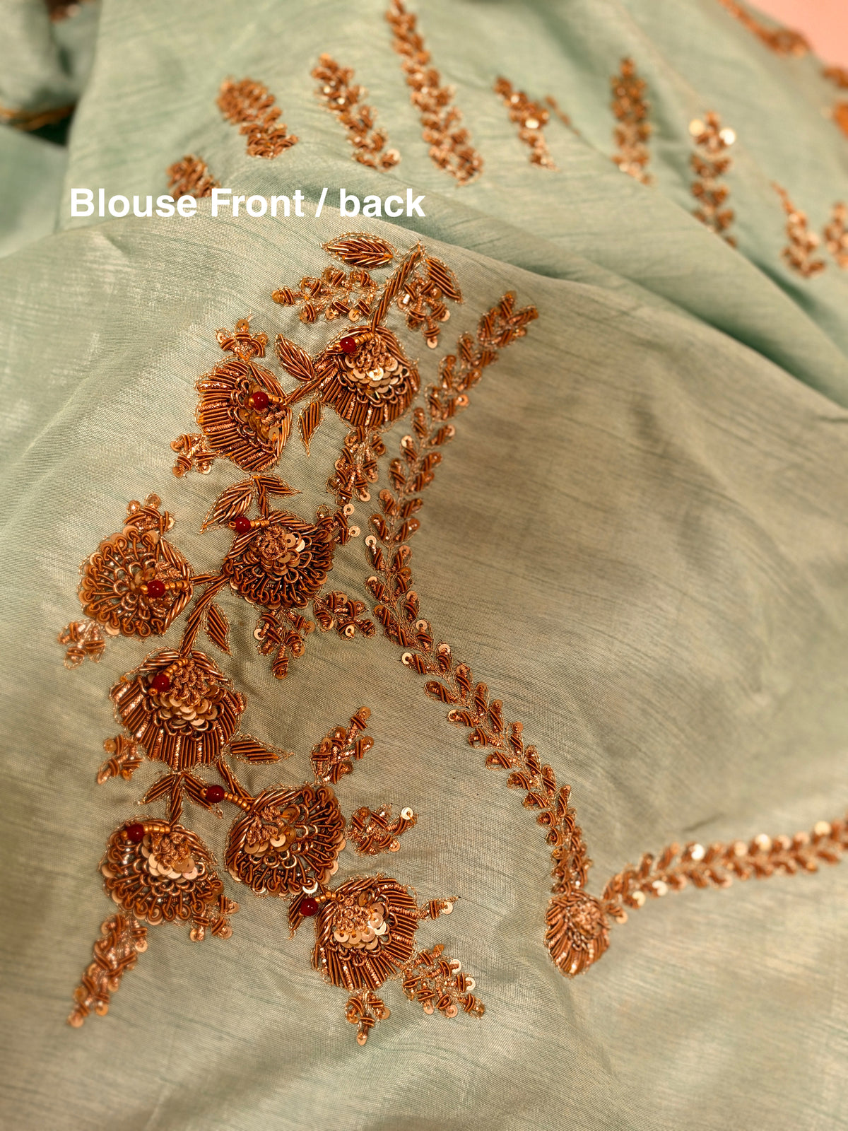 Sea-Green Latkan Zardosi Work Pure Organza Saree