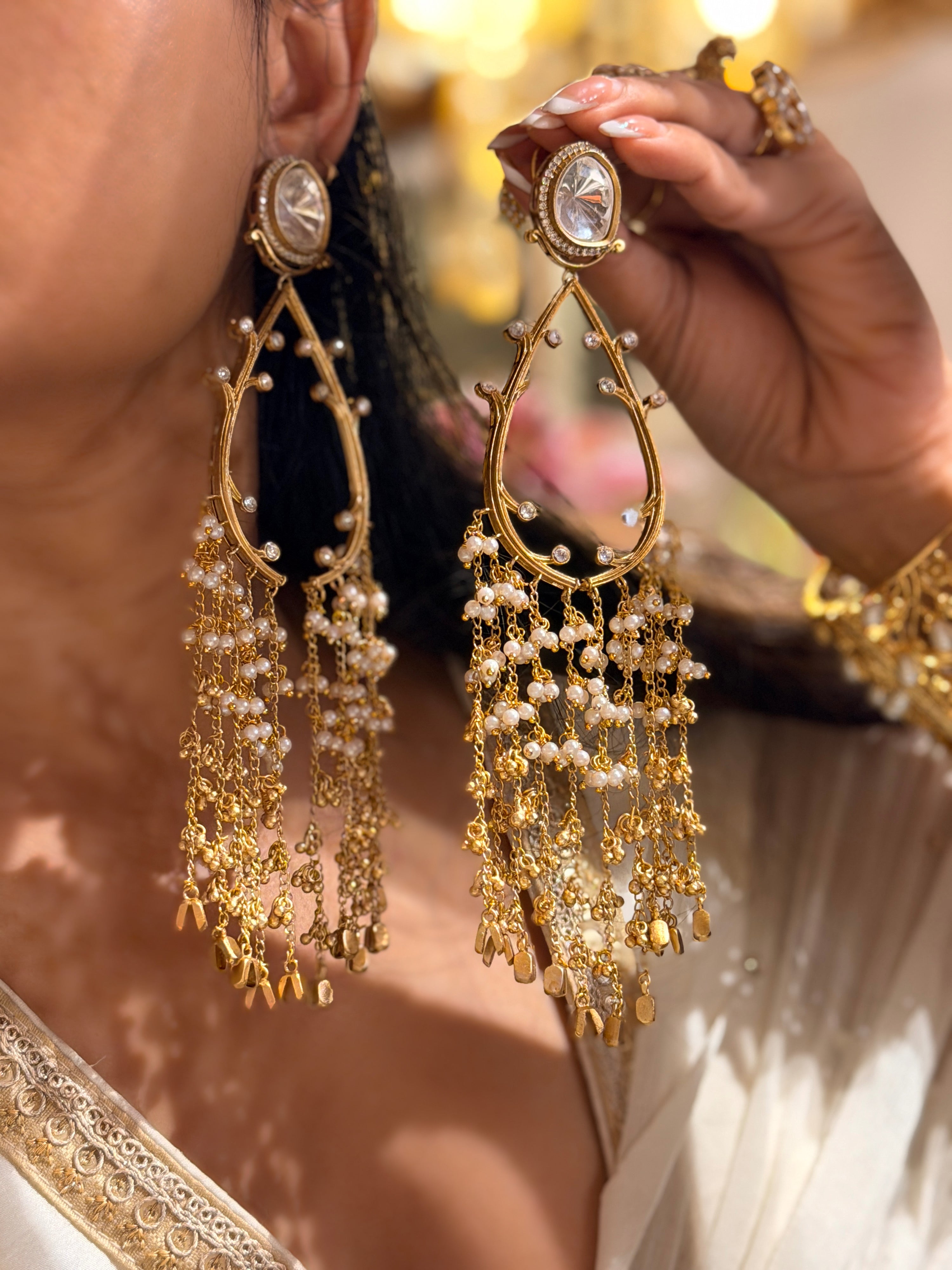 Resham Pearl Drops Earrings