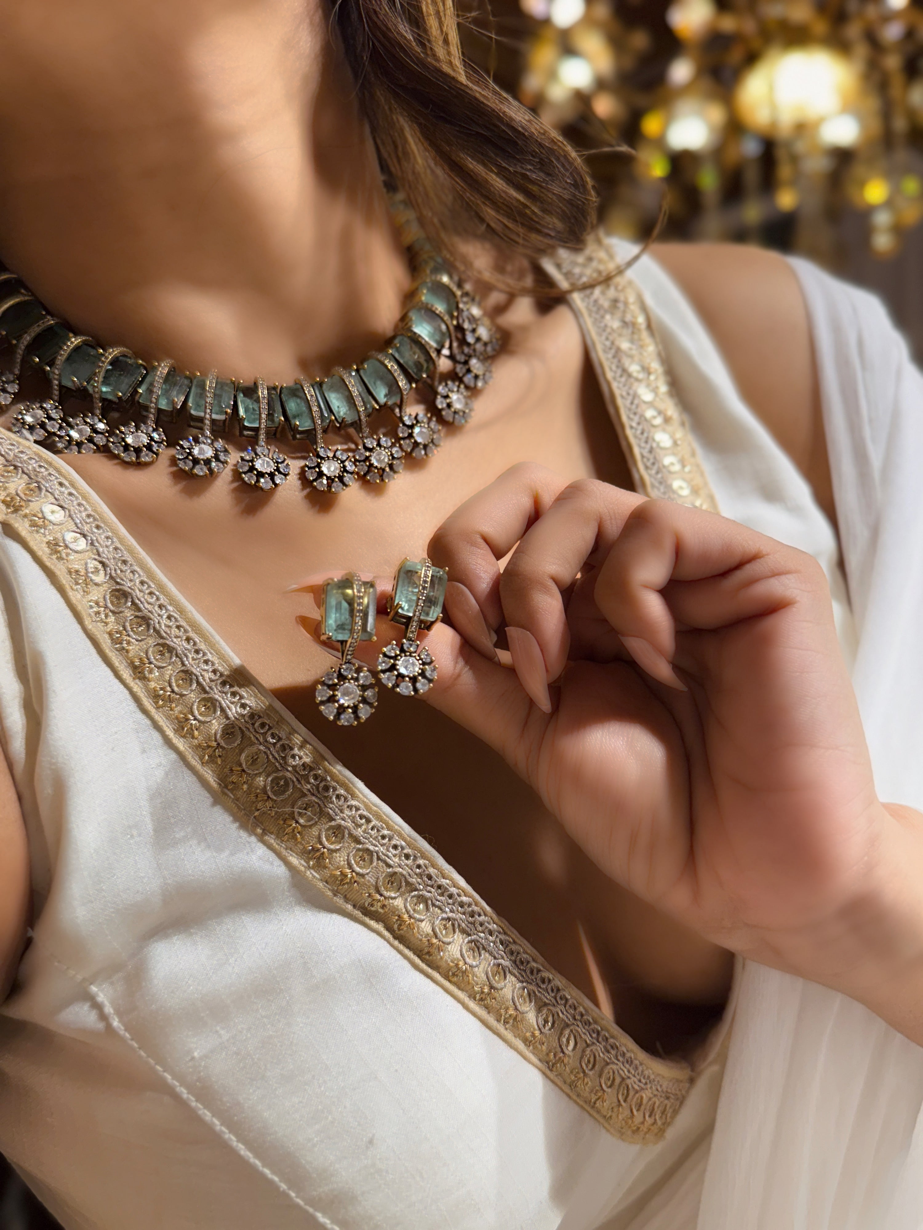 Saloni Flower Drop Choker