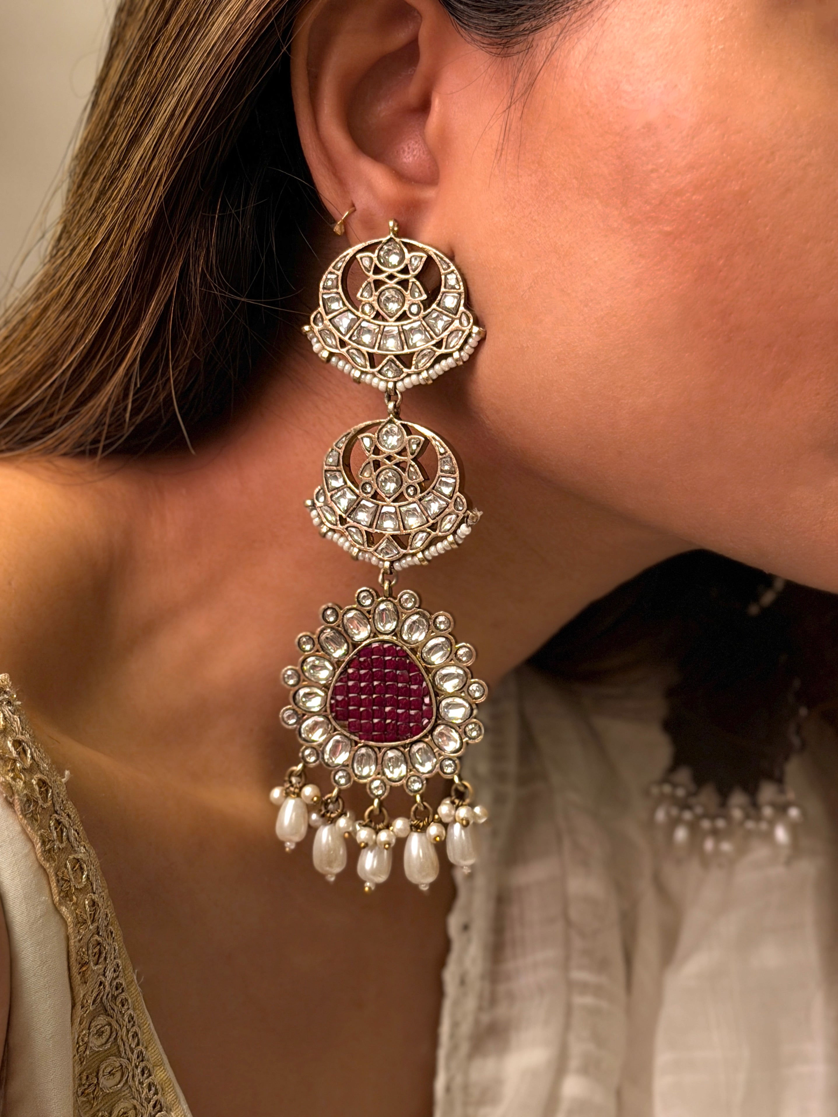 Sundari Ruby-polki layered Dangler