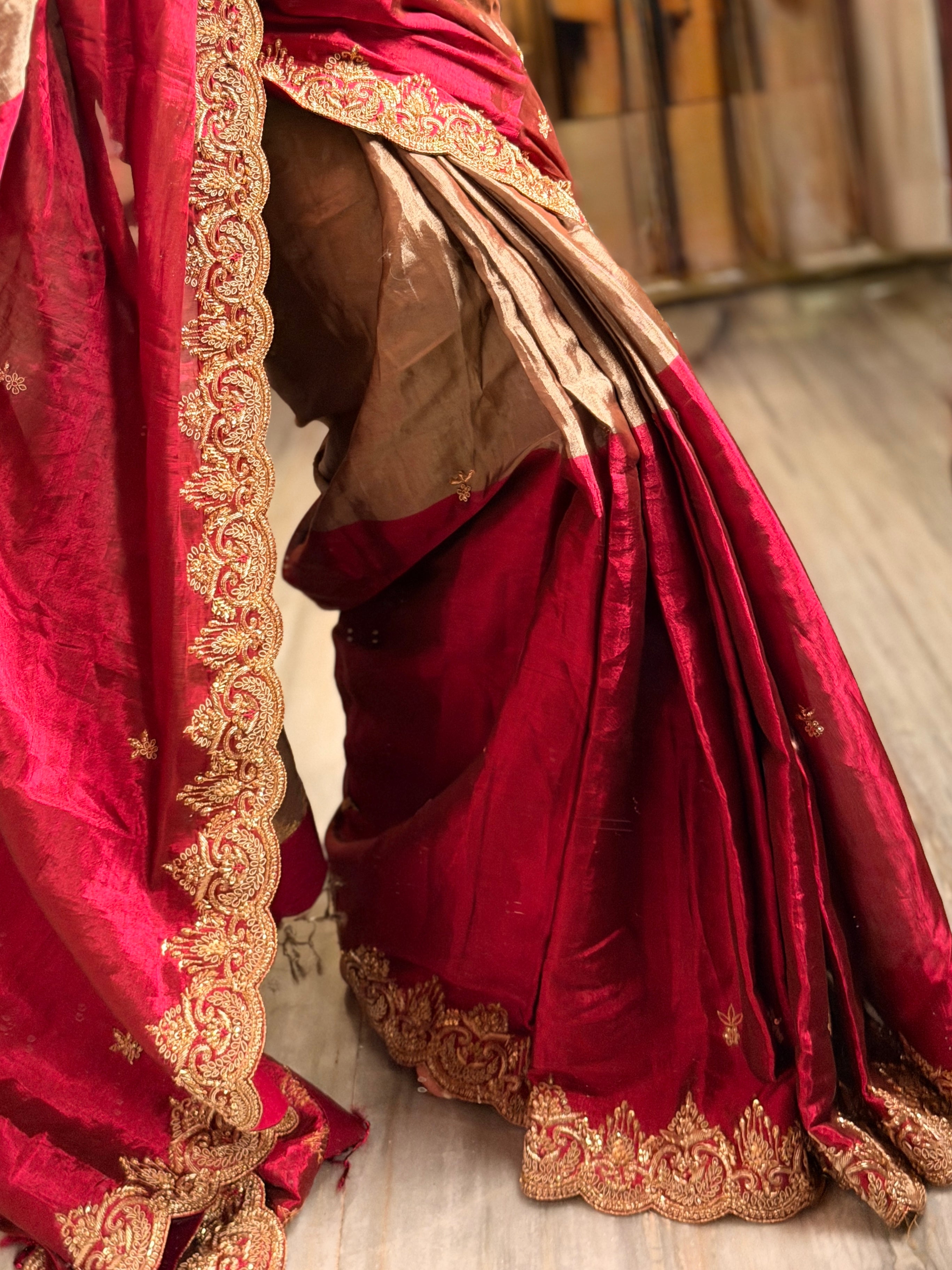 Abroo classic Tissue Zardosi Saree