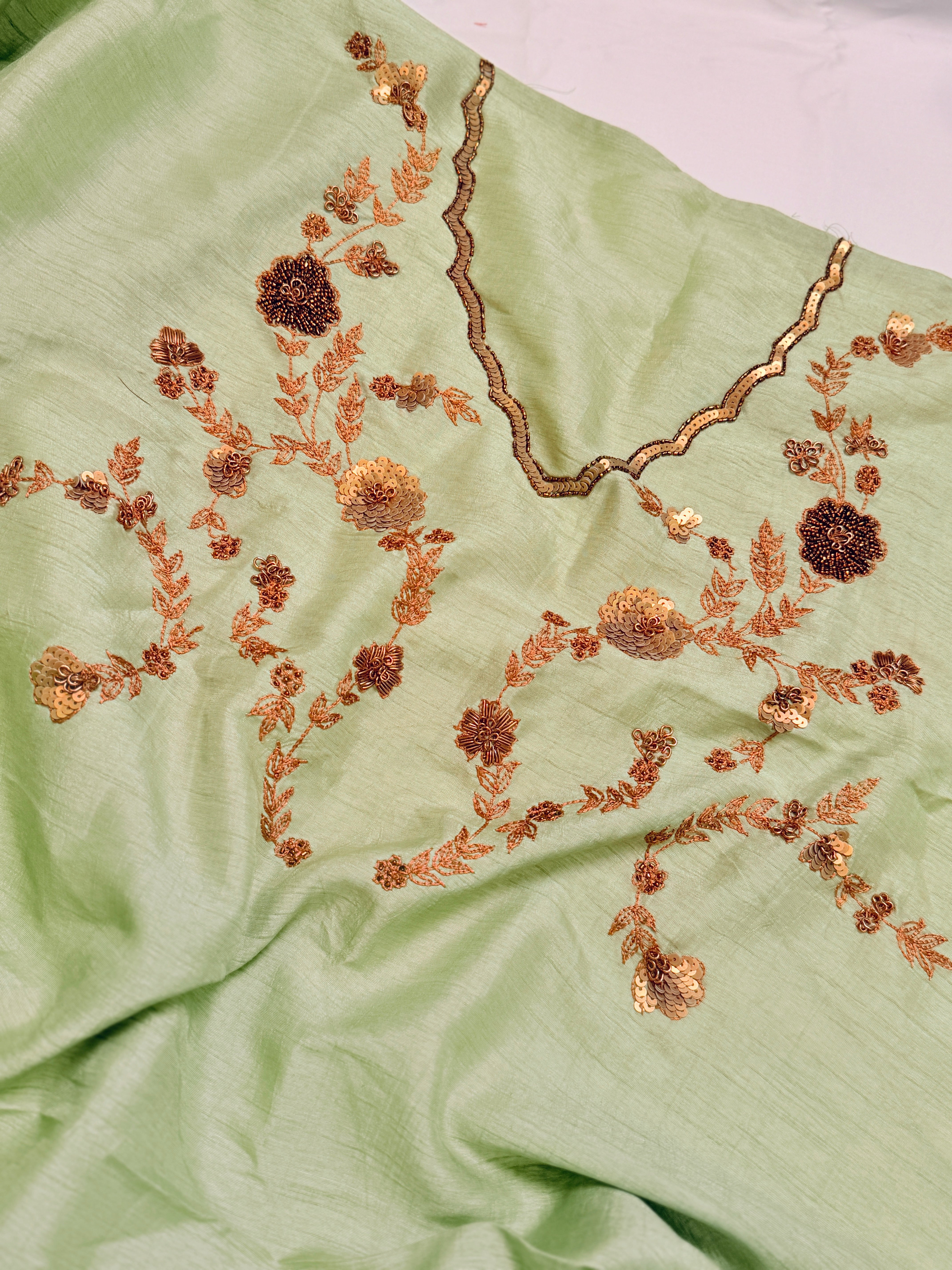 Sheer Pista Bageecha Saree