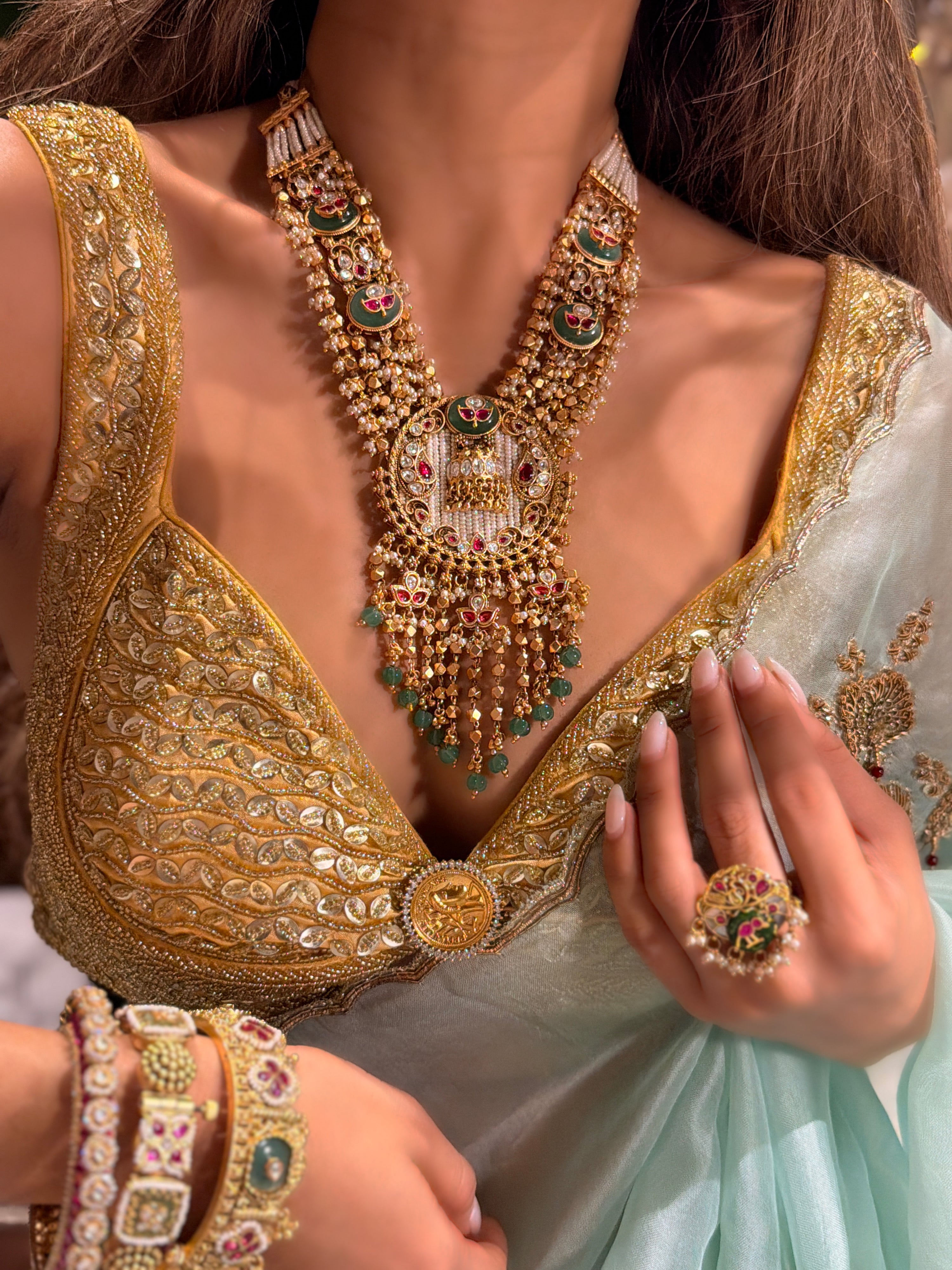 Tvesha gold plated Rajwadi Necklace
