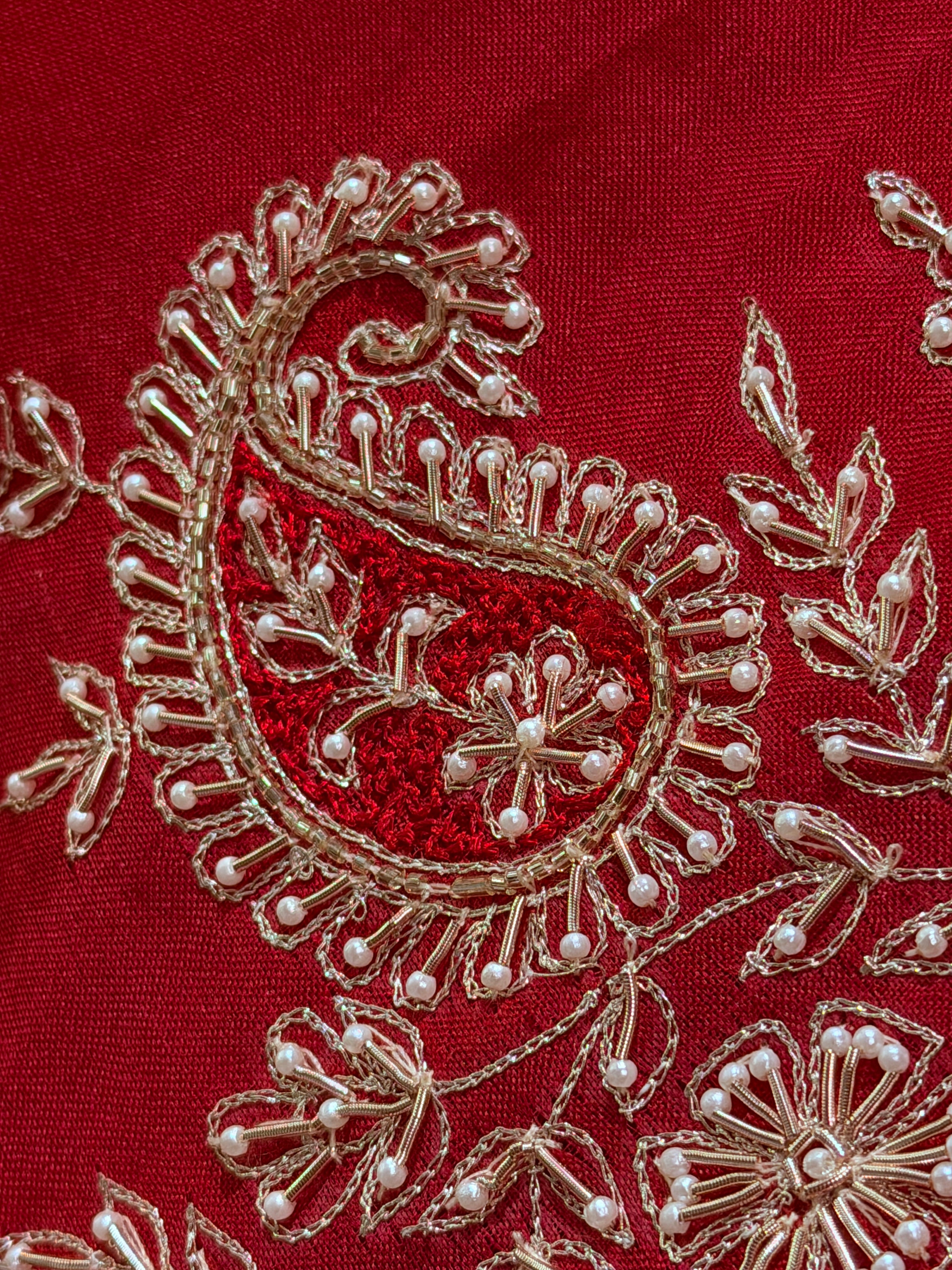 Mango Butta Red Pure Organza saree