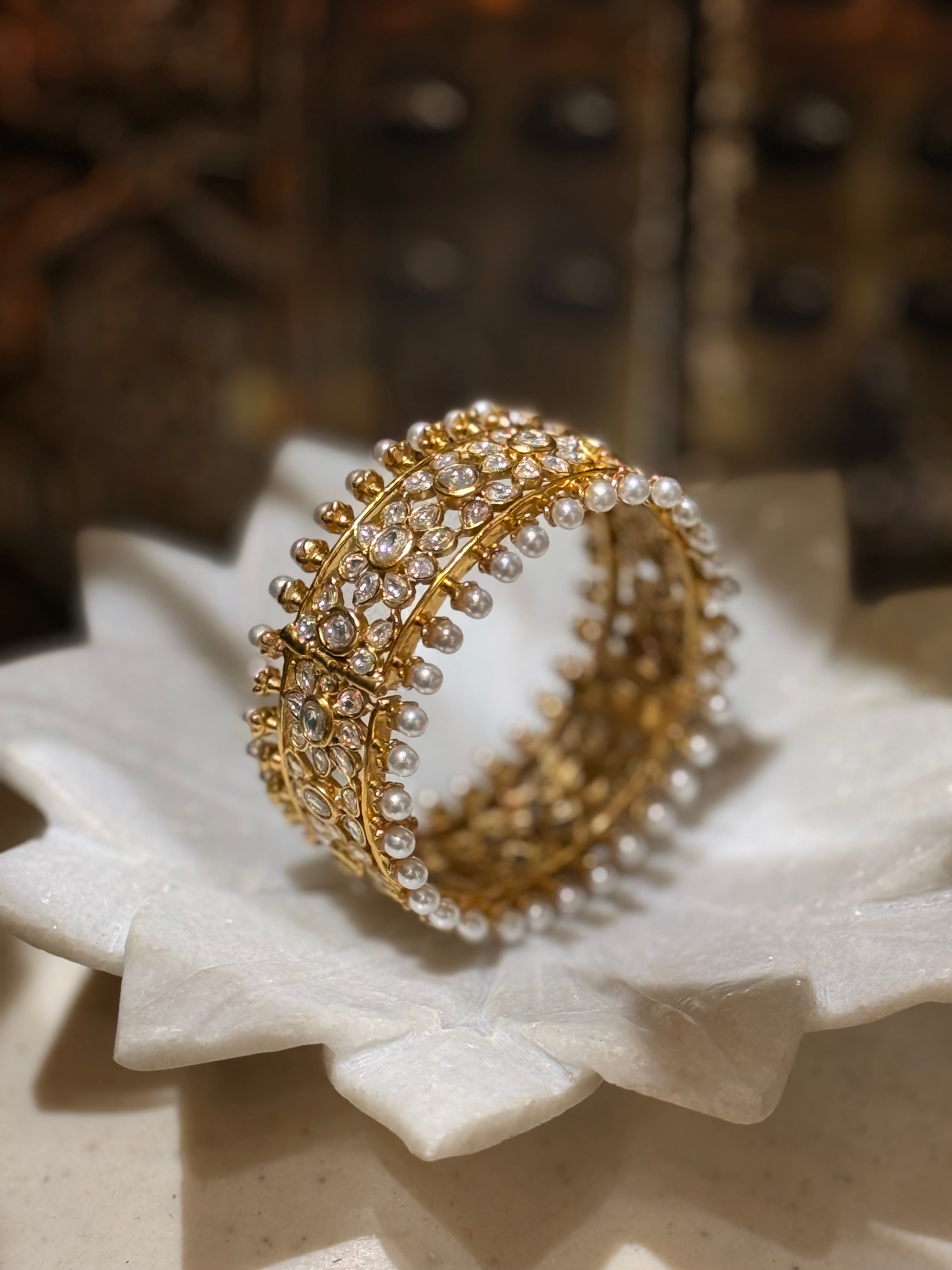 Polki motichur Bangle