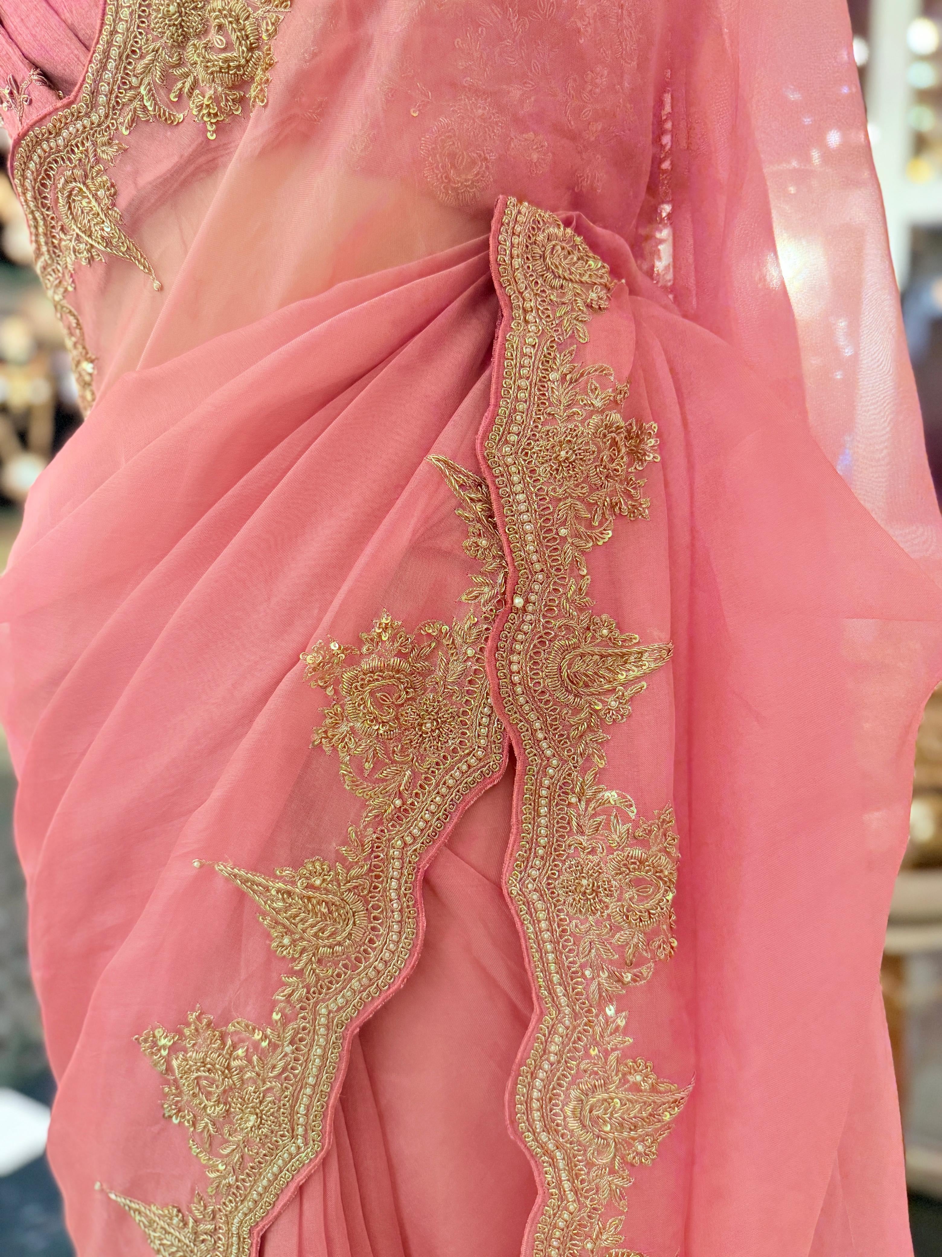 Blush Pink Kora Banarasi