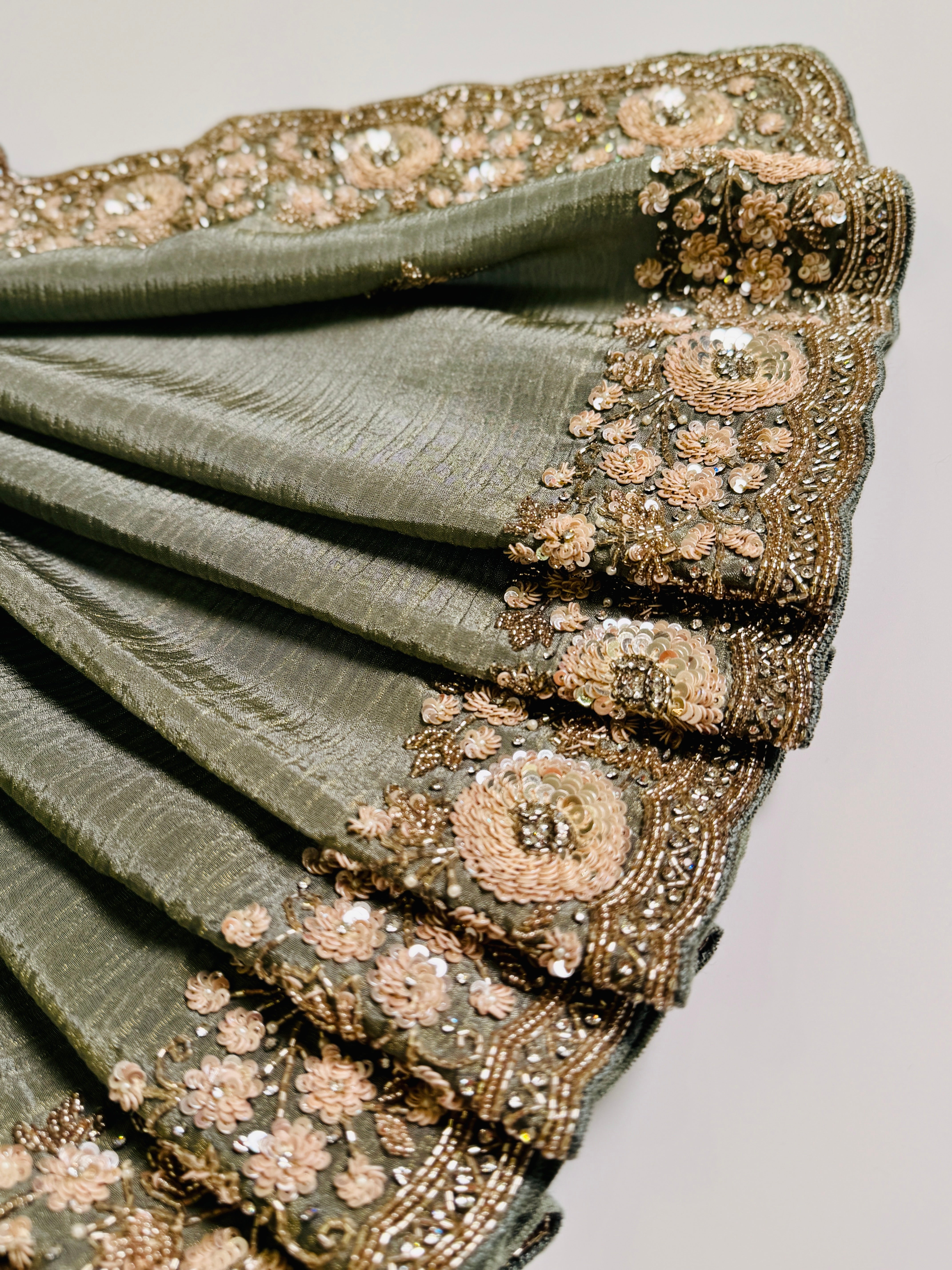 Sage sequin Dahlia Saree