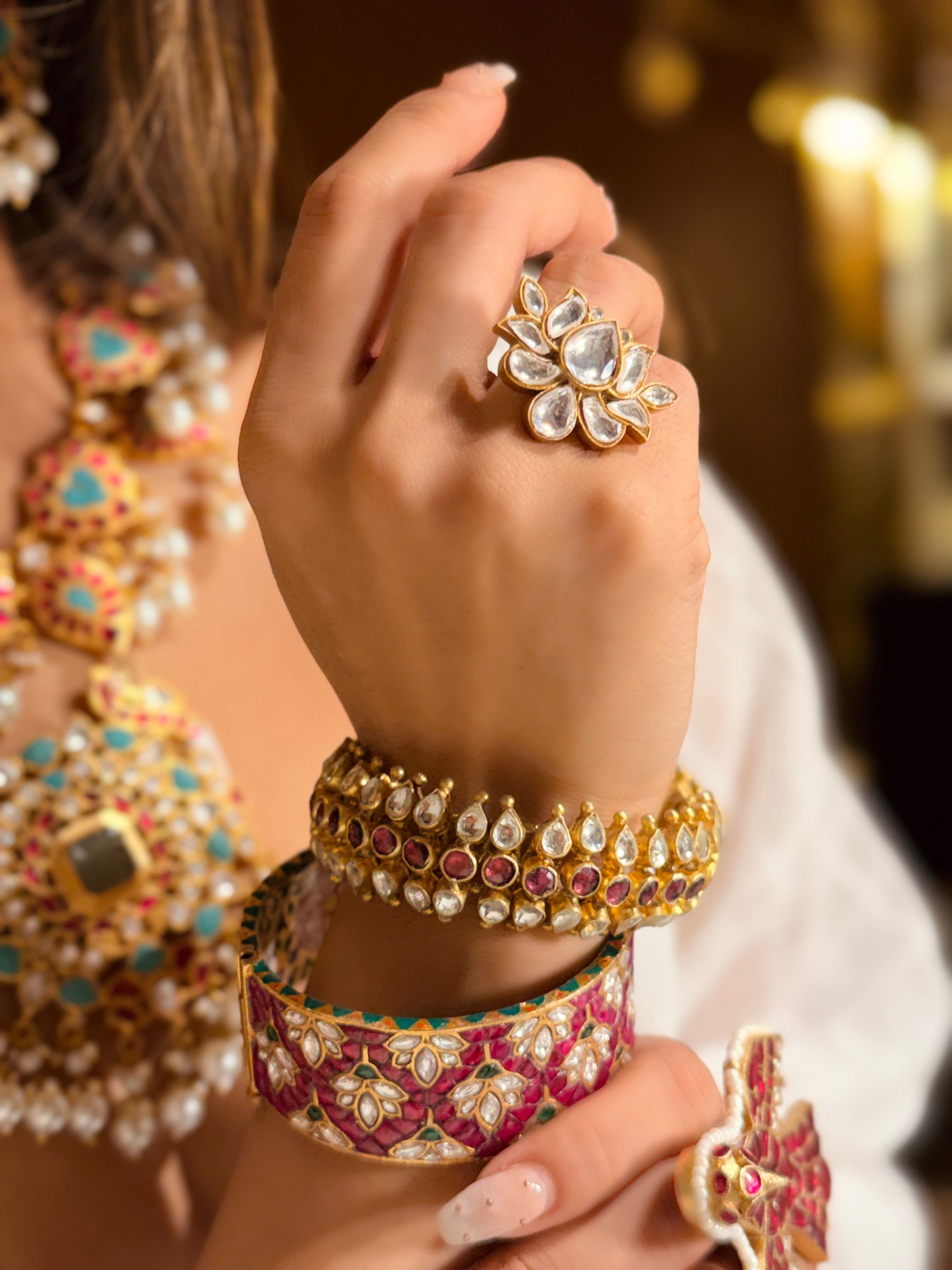 Nandini jadau firozi necklace