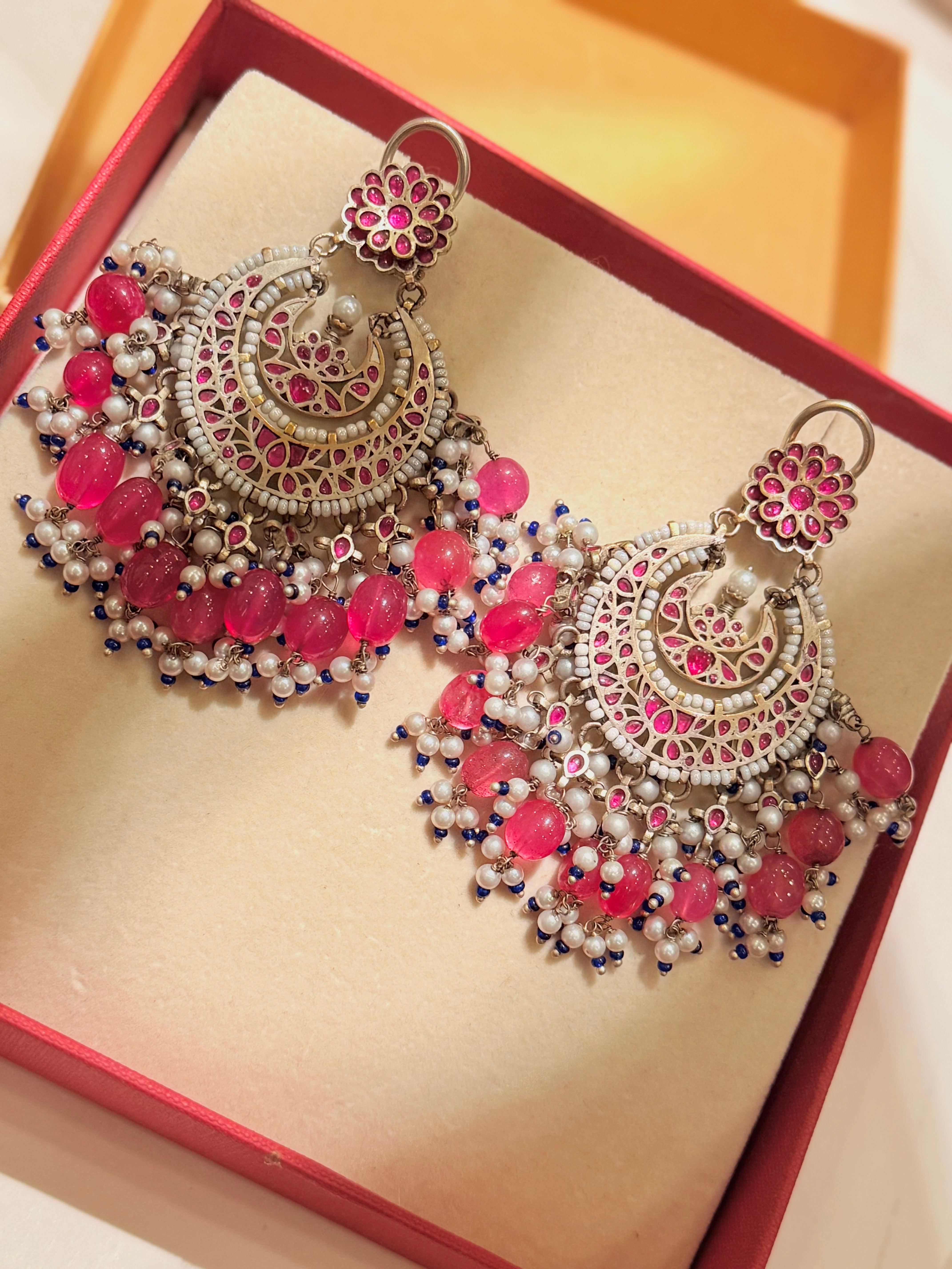 Ruby phool Chandbali - MAHIRA