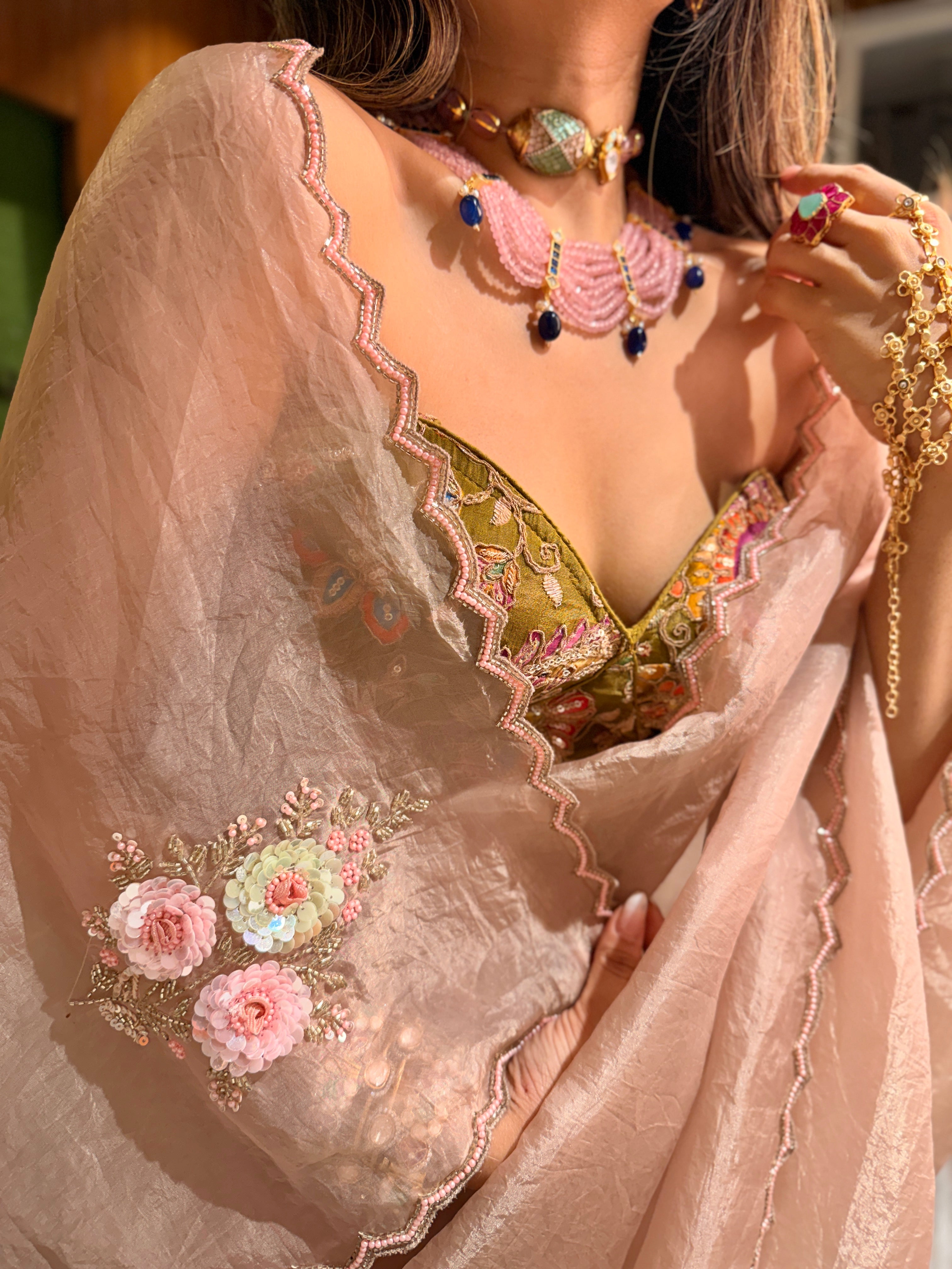 Rosé Bloom Garden Saree