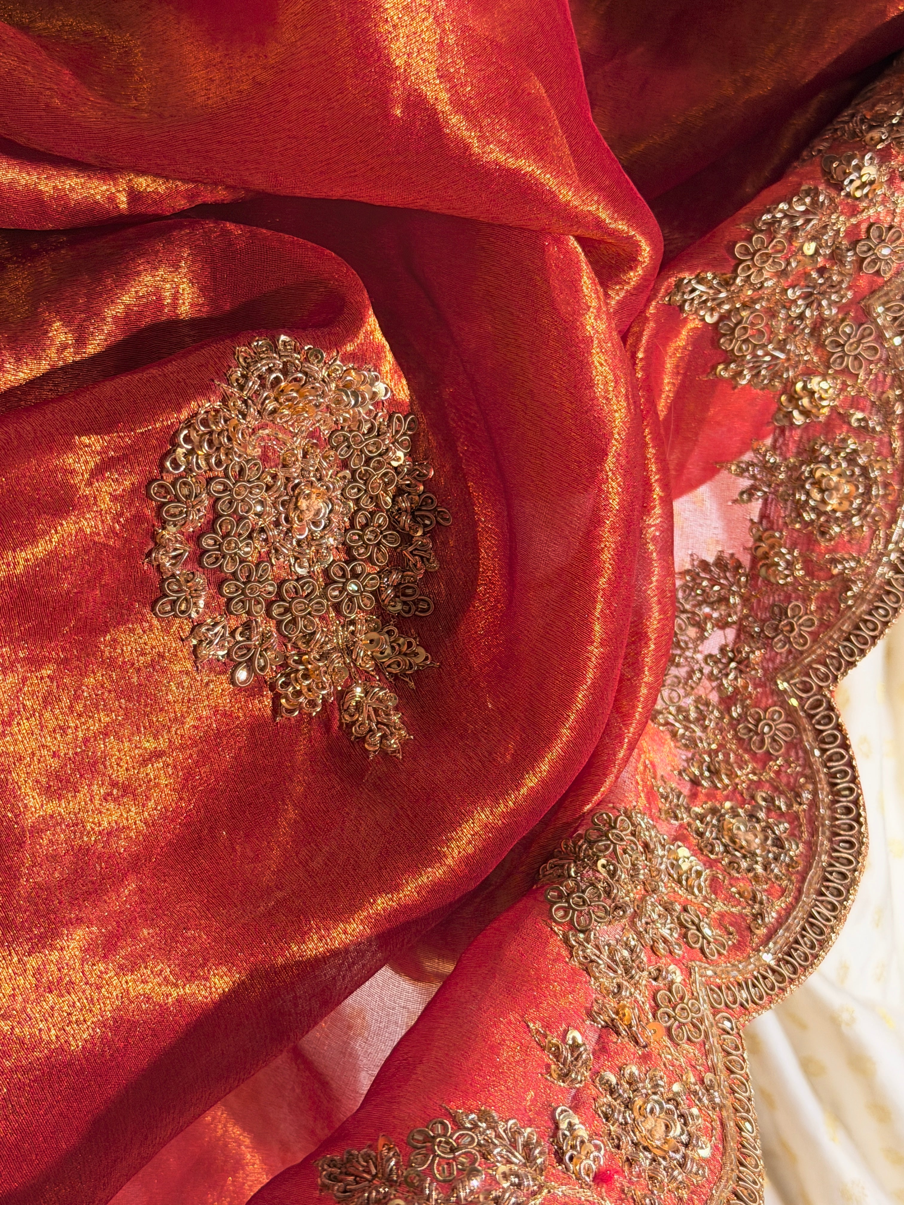 Tissue Golden Rust Saree