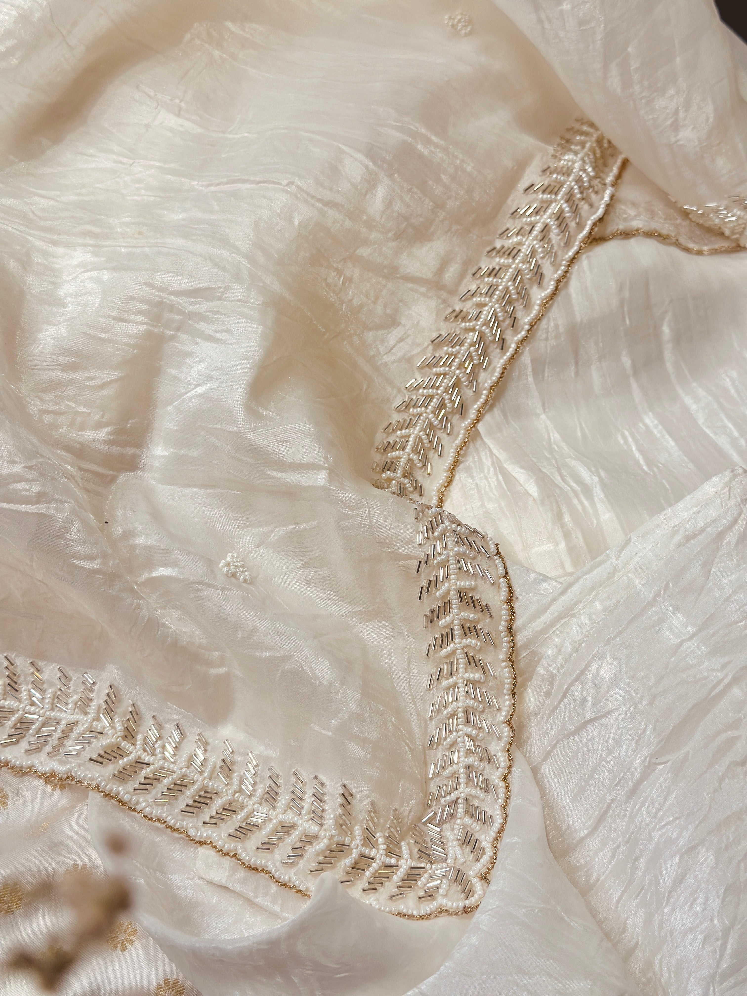 Chandni Zar Ivory  saree