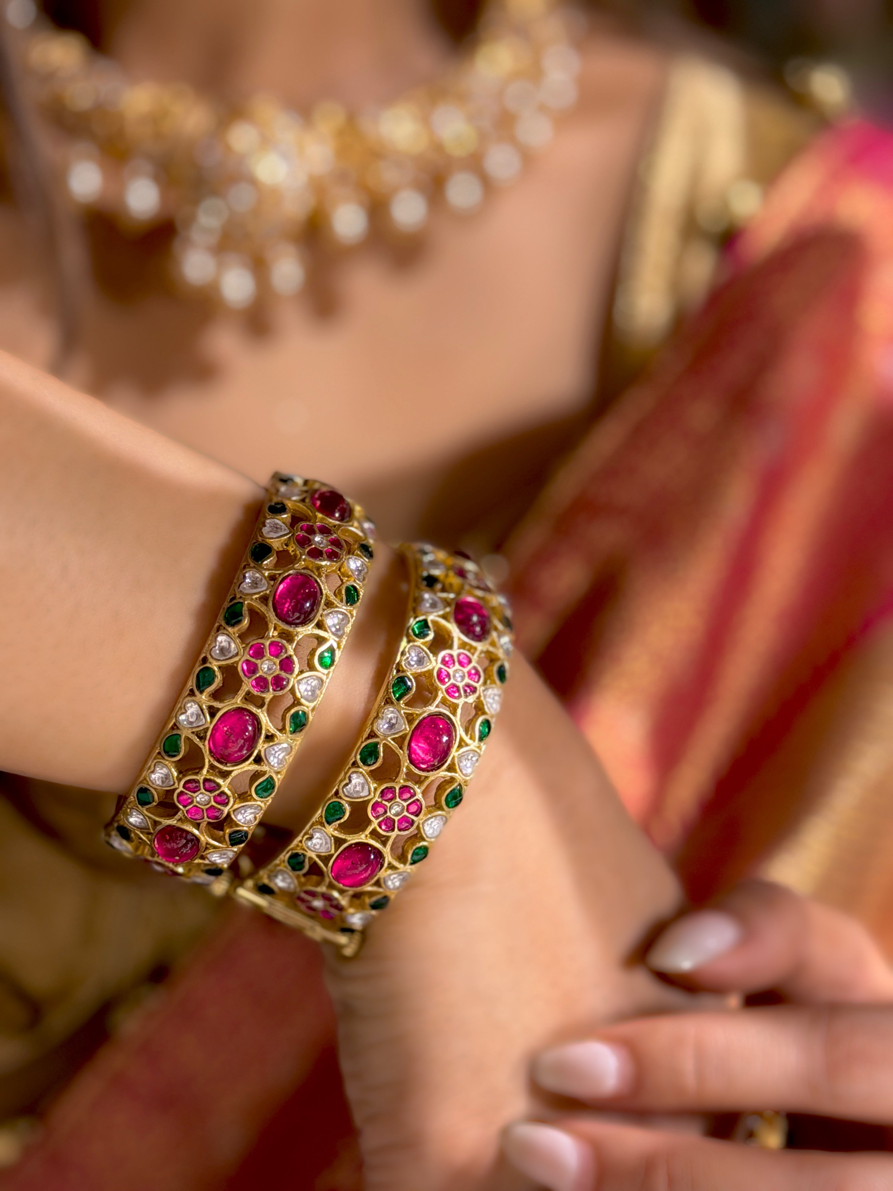 Niharika Jadau Kundan Bangle - Ruby