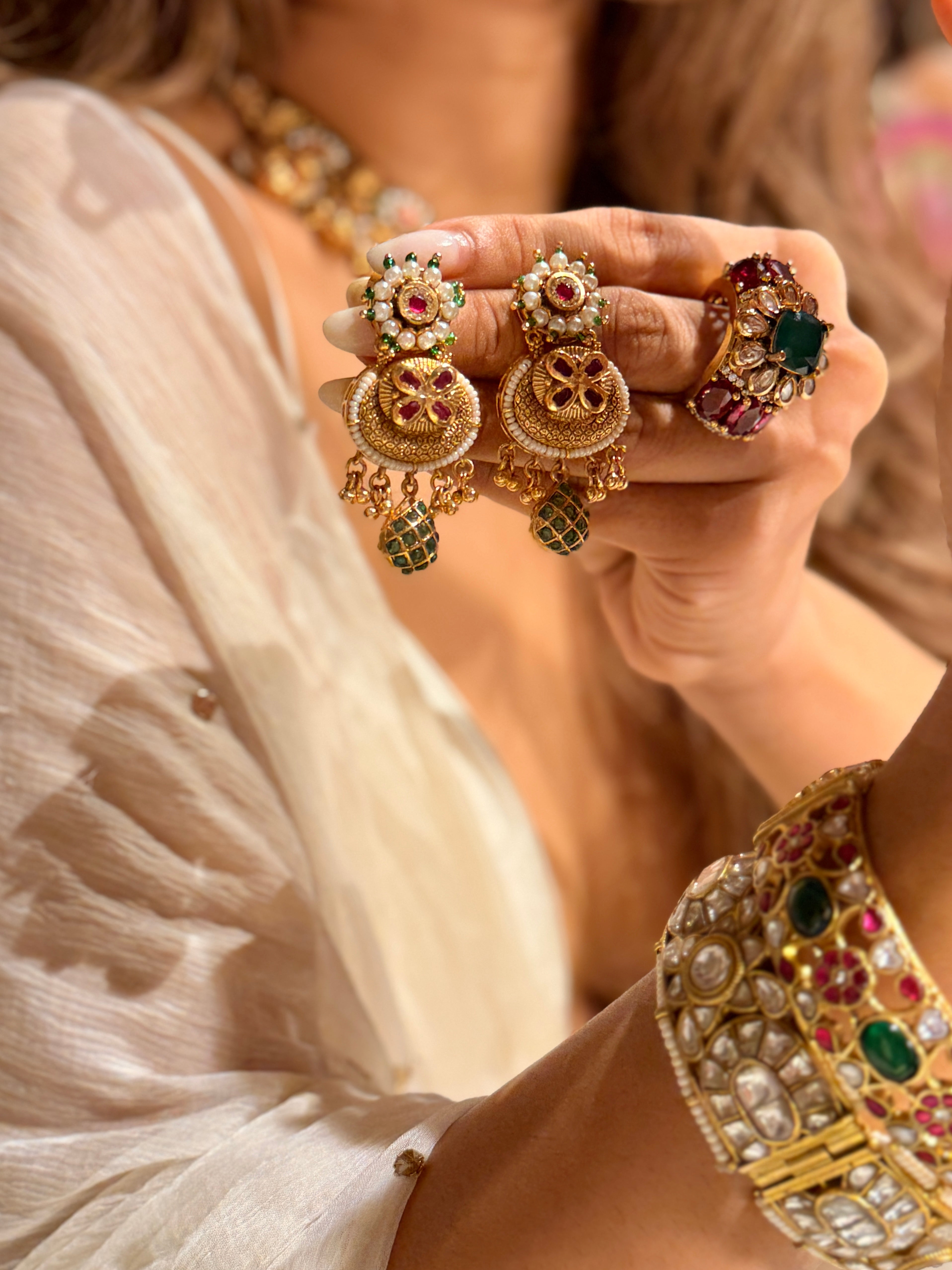 Trina antique gold plated Rajwadi Necklace