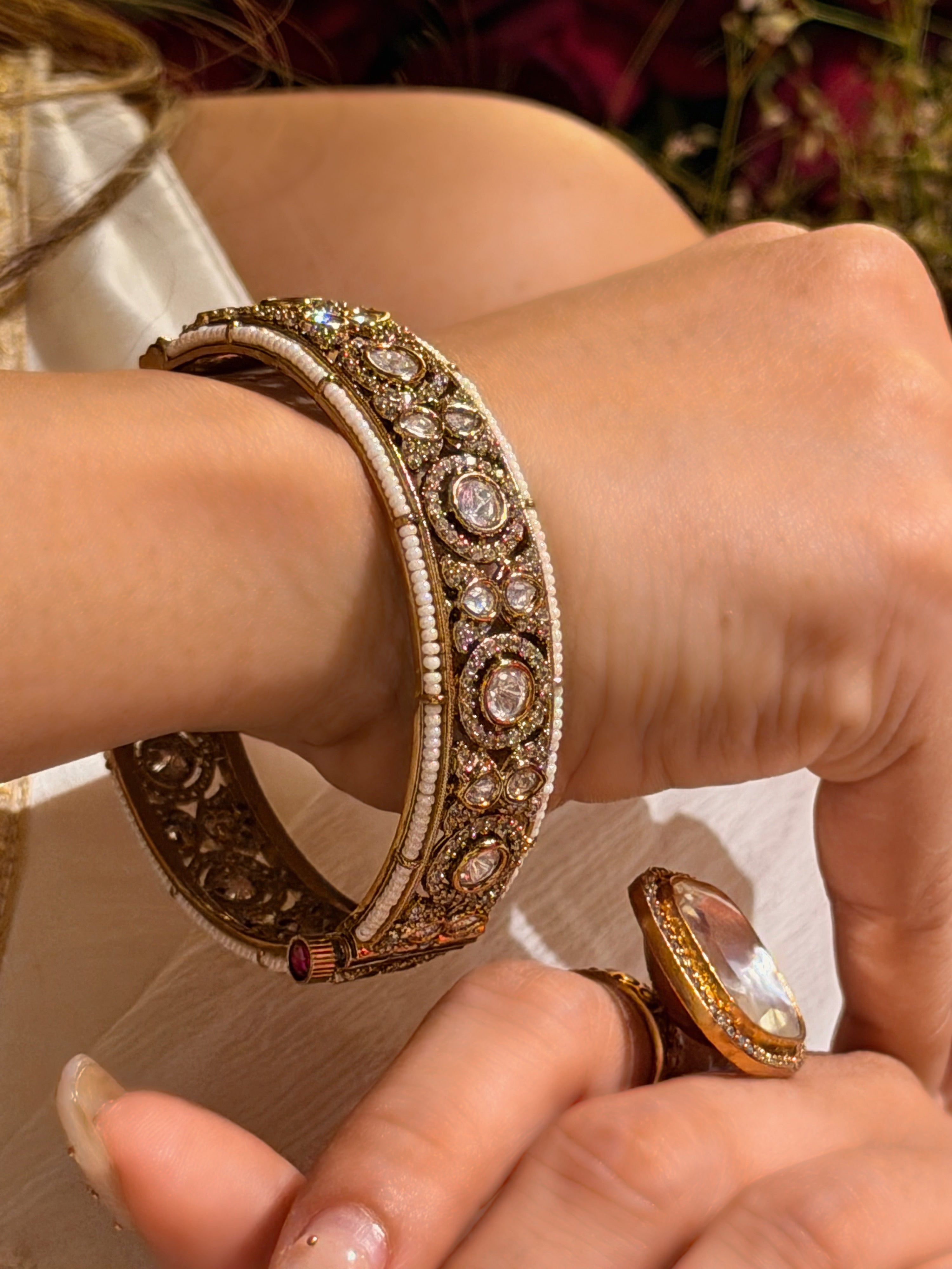 Moissanite Pearl Bangle