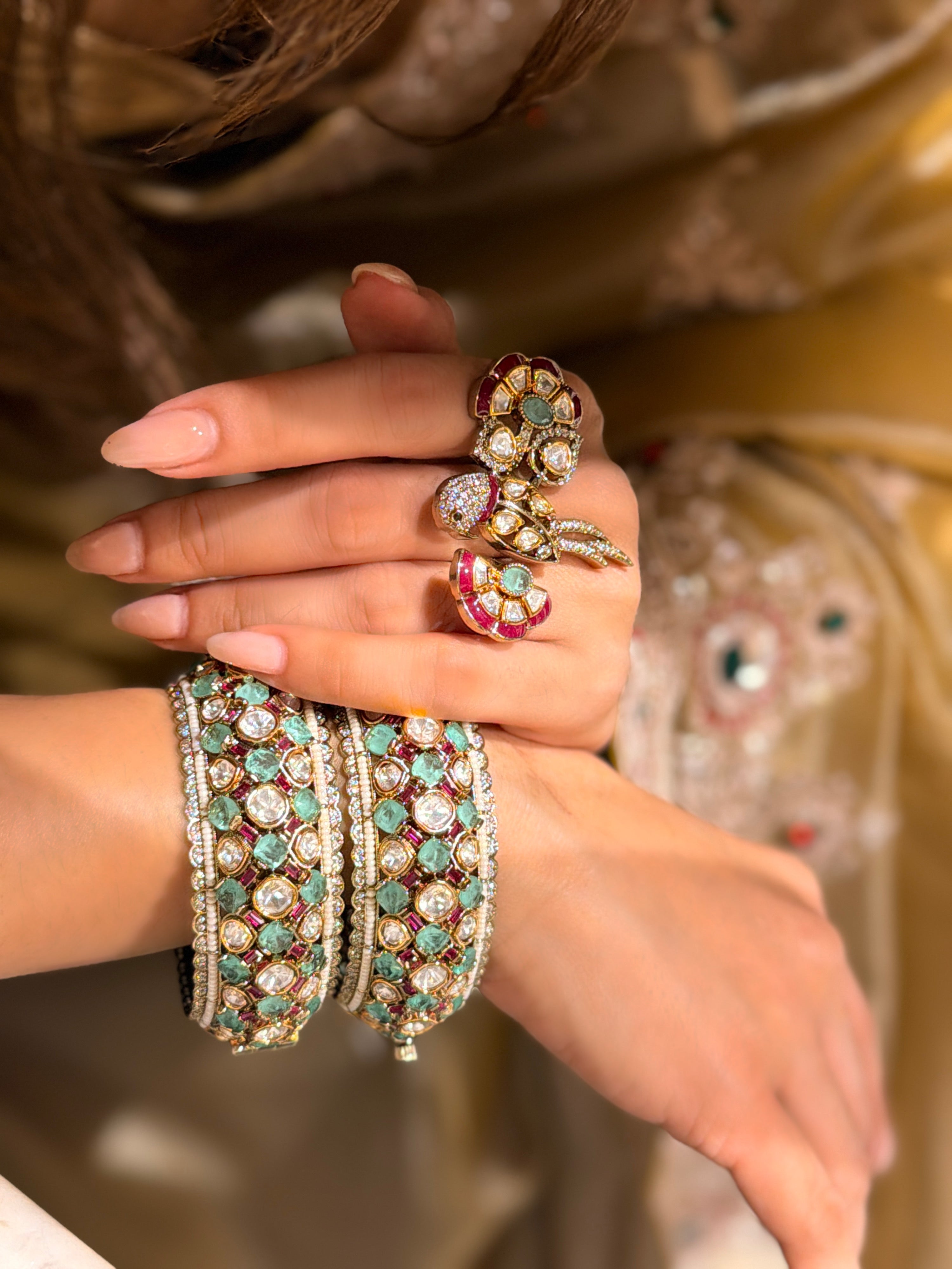 Celestial Parrot Bloom Ring - Mint