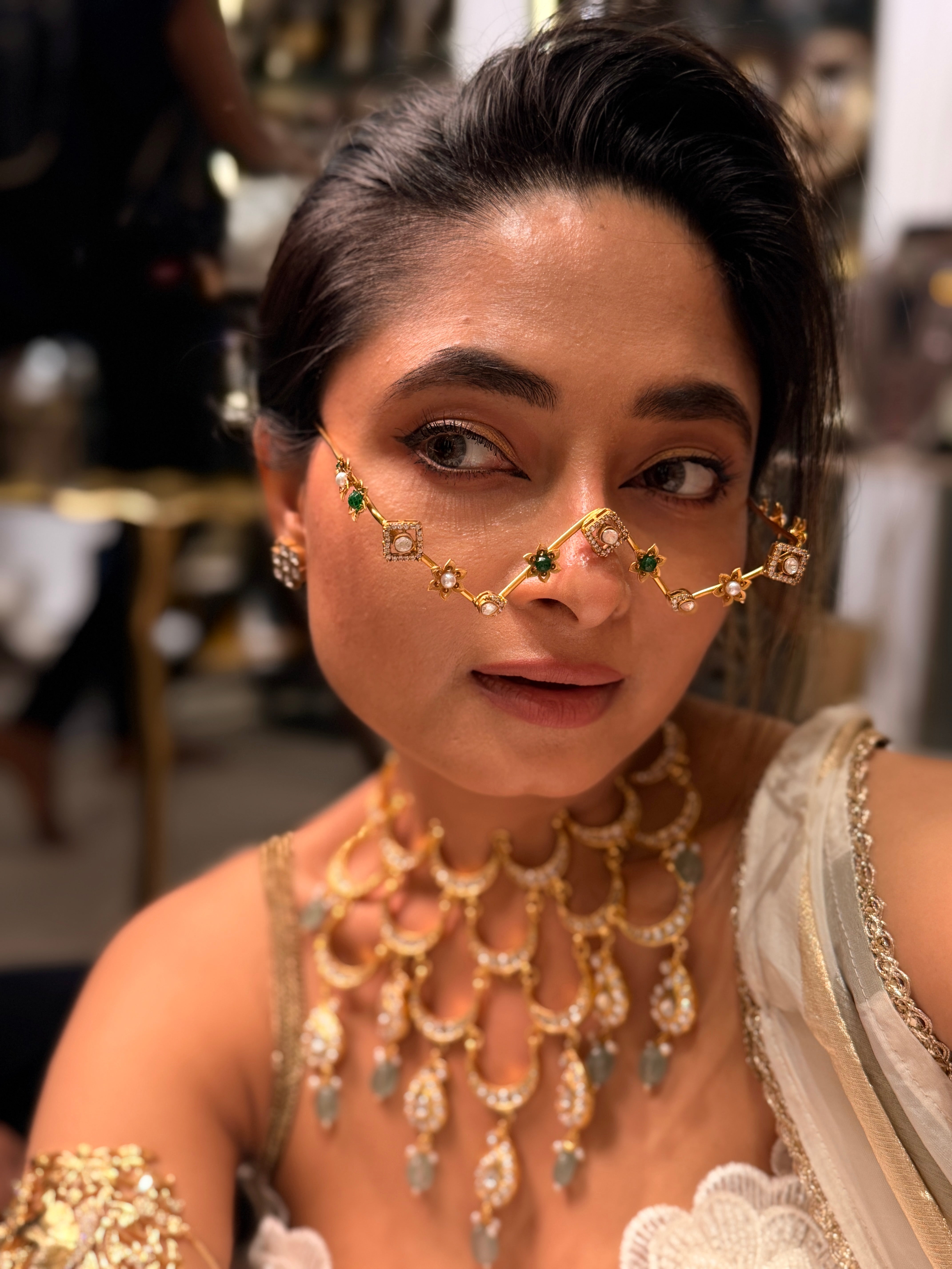 Triangle diamond shaped Kundan Facelet