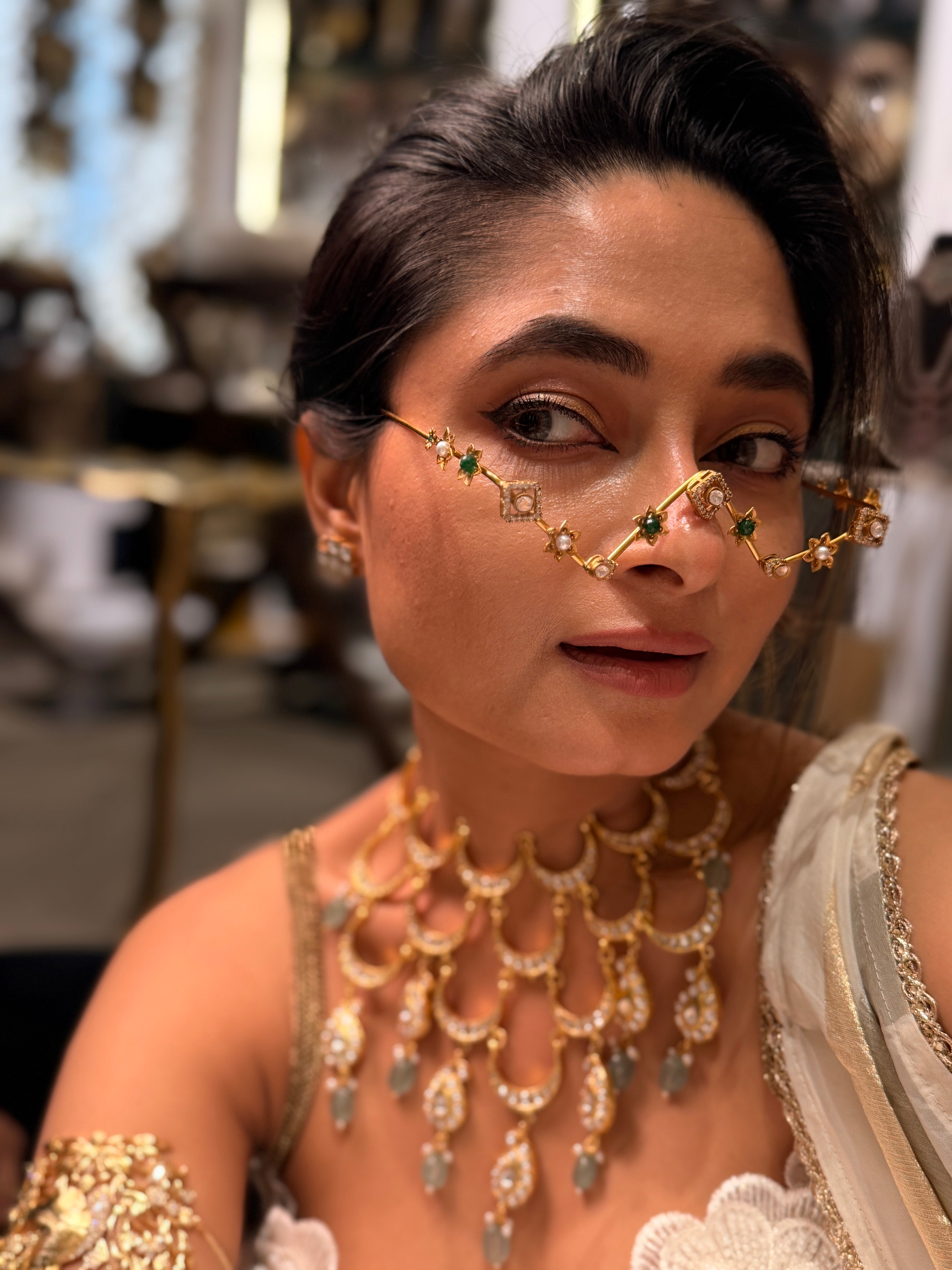 Triangle diamond shaped Kundan Facelet