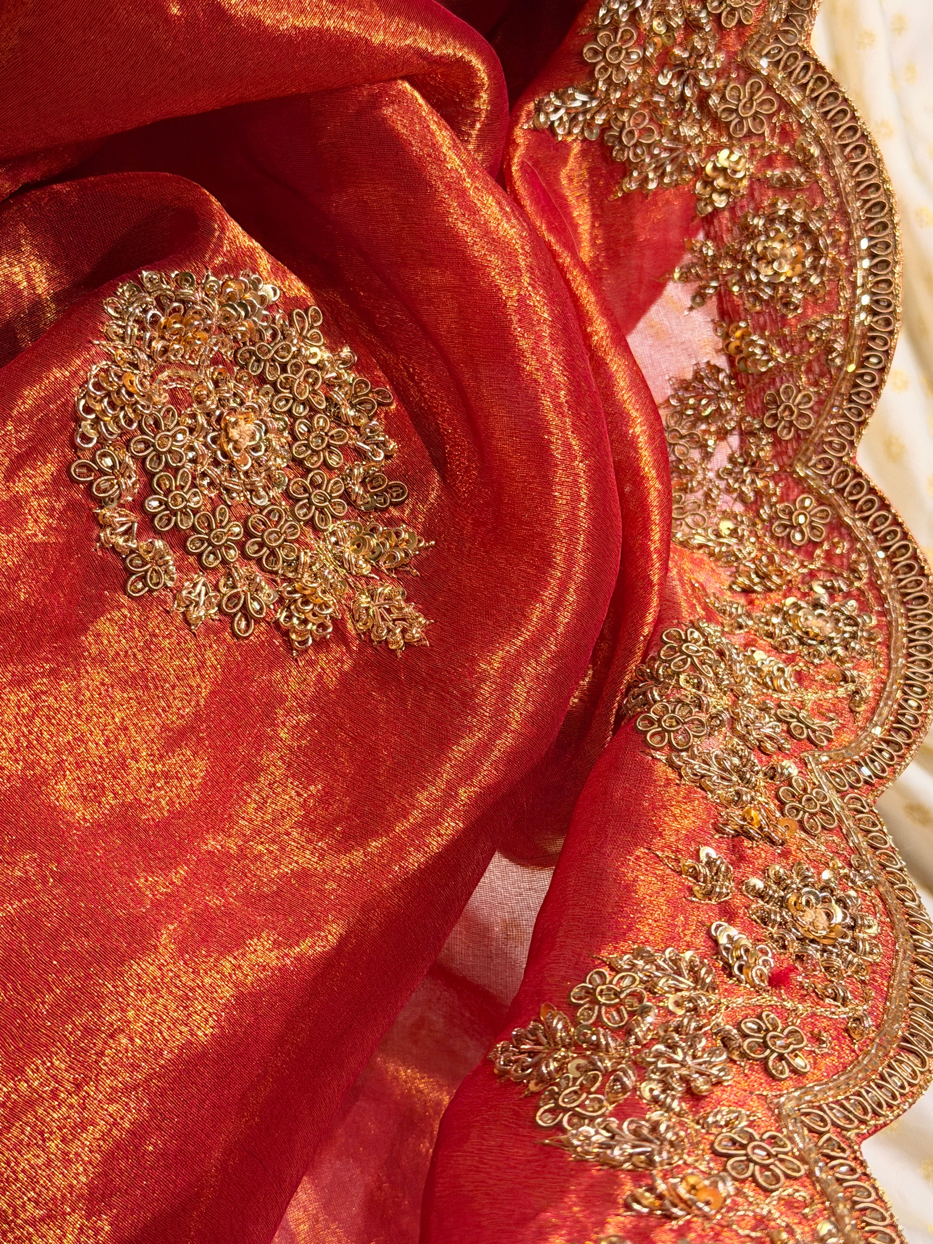 Tissue Golden Rust Saree