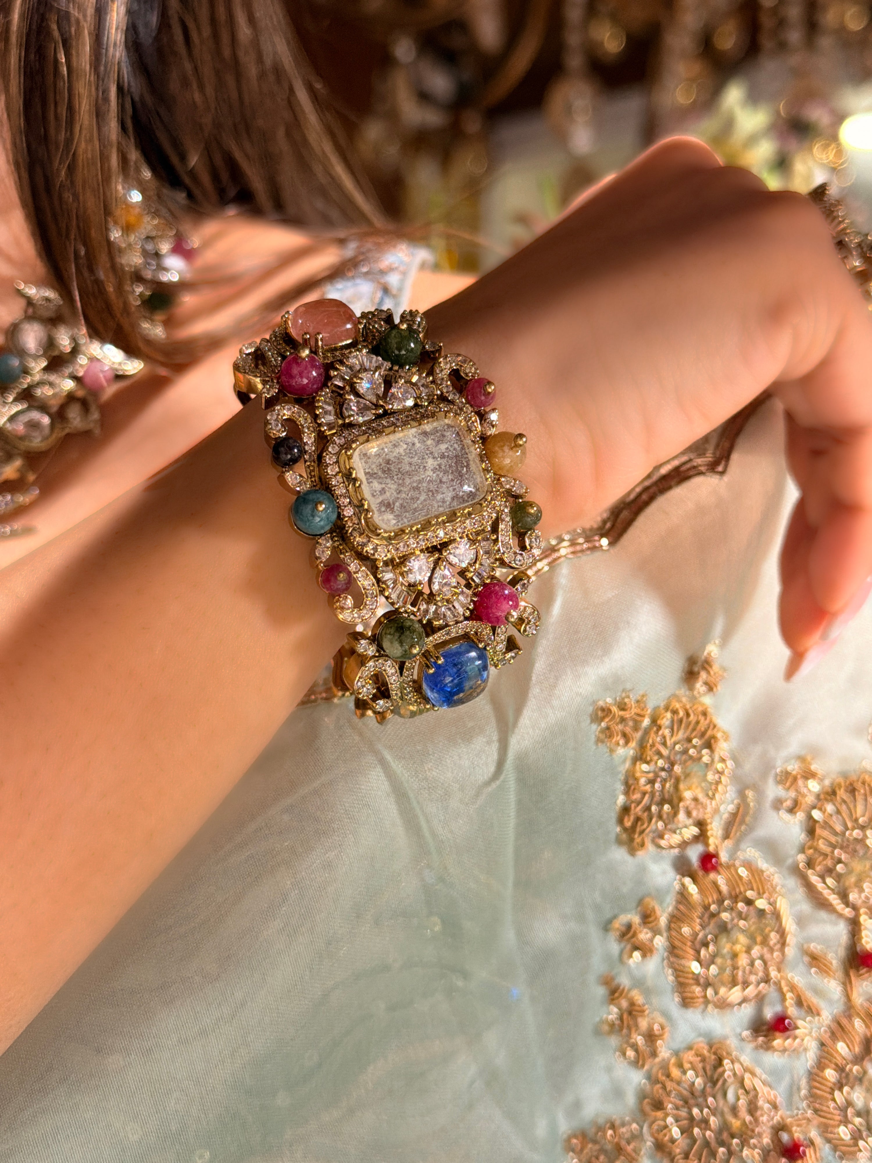 Elizabeth Ornate Elegance Bracelet- Clear Quartz