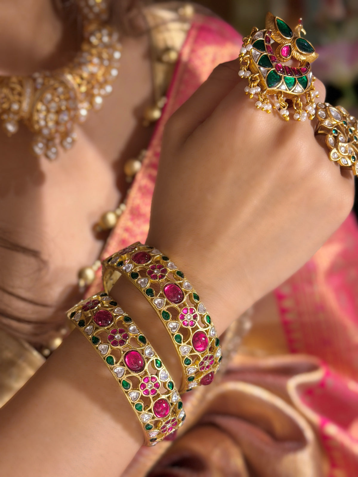 Niharika Jadau Kundan Bangle - Ruby