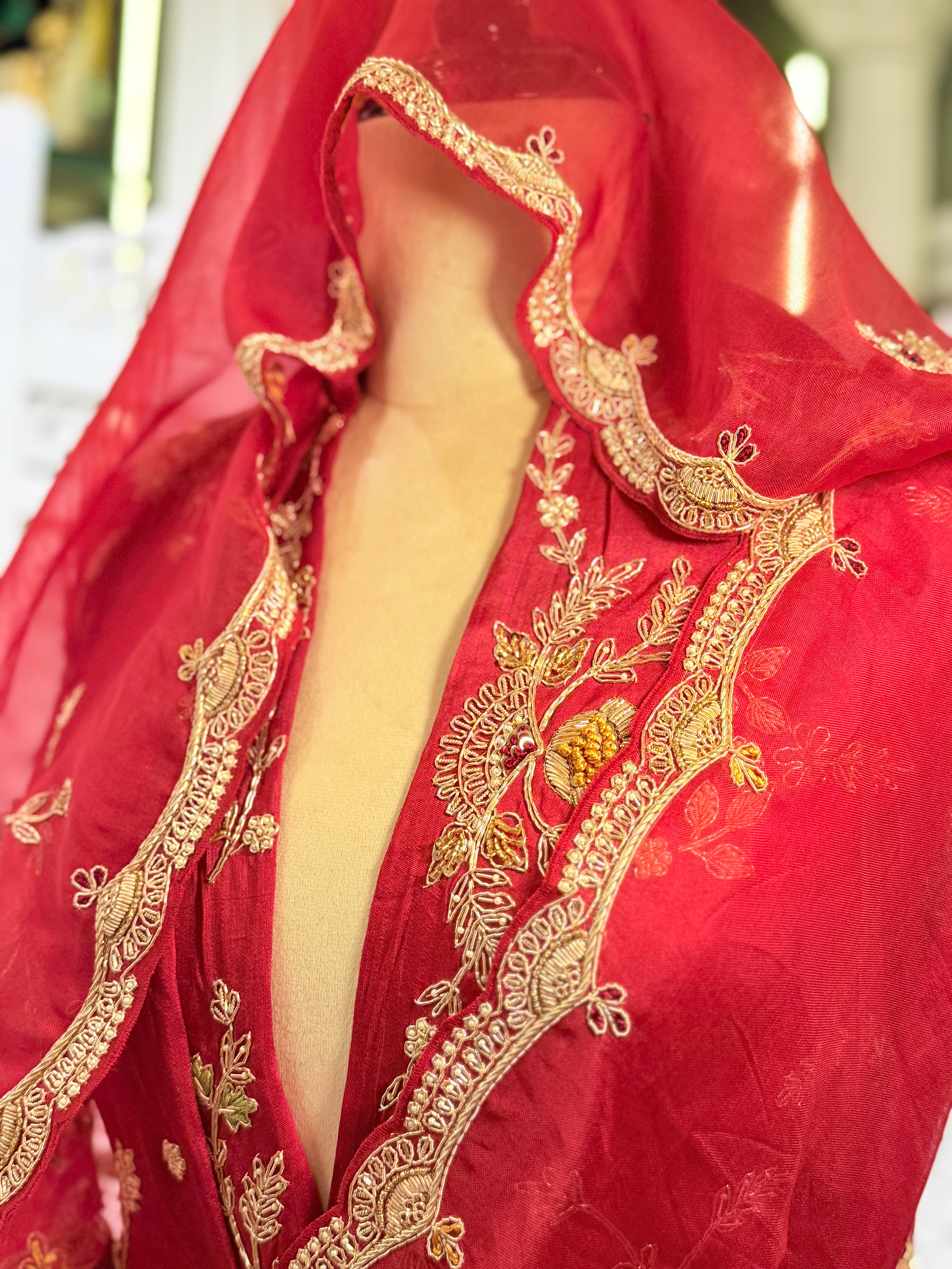 Laal Ishq zardosi kora Banarasi saree