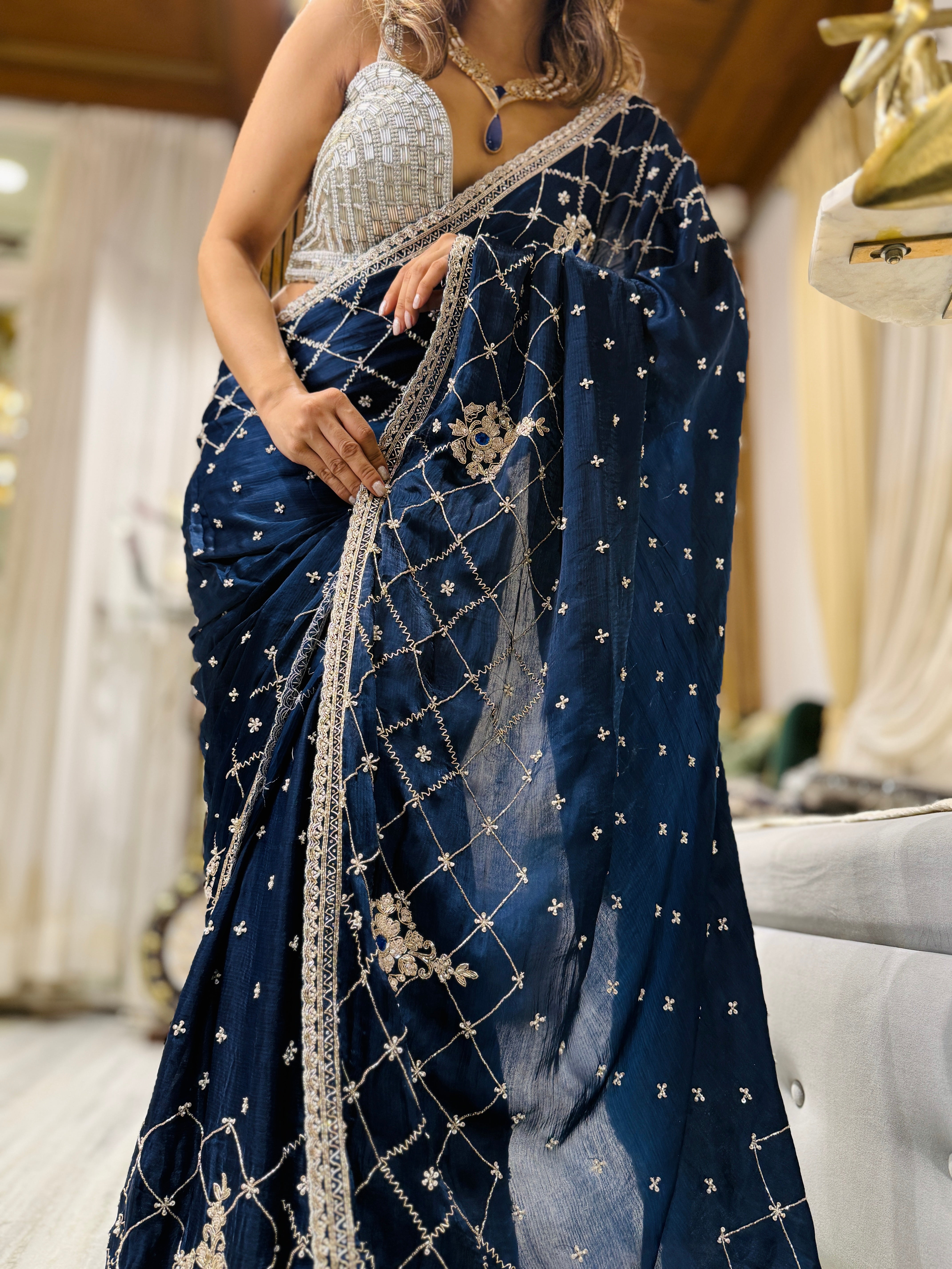 Azure Éclat Saree