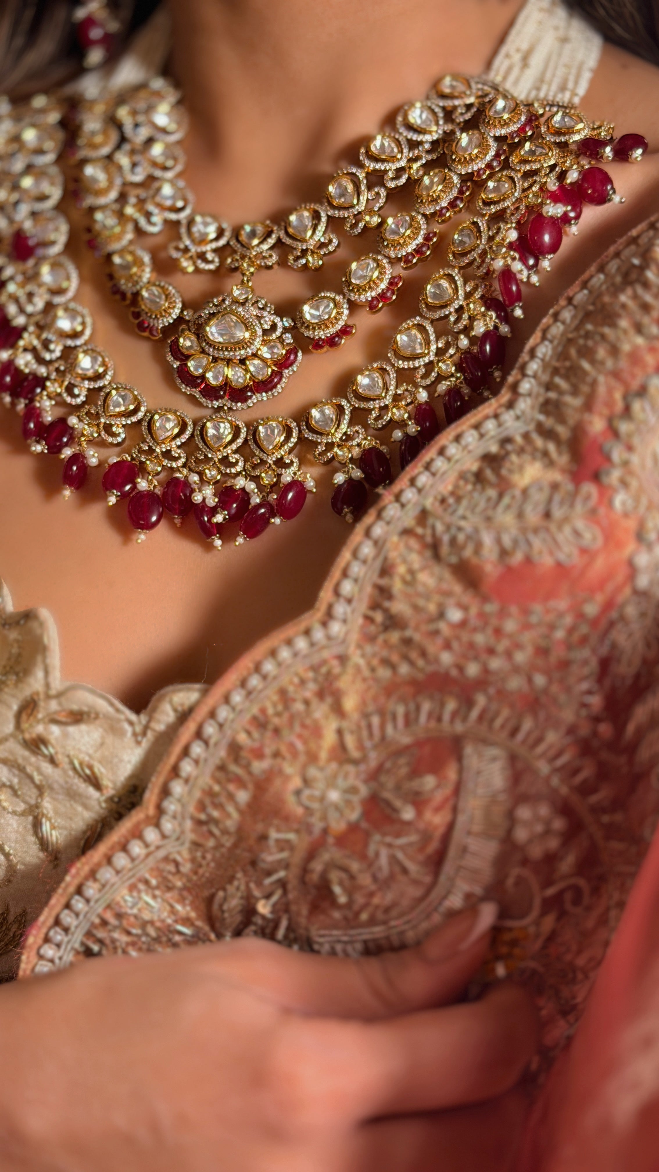Shreema Leheriya Necklace -Ruby