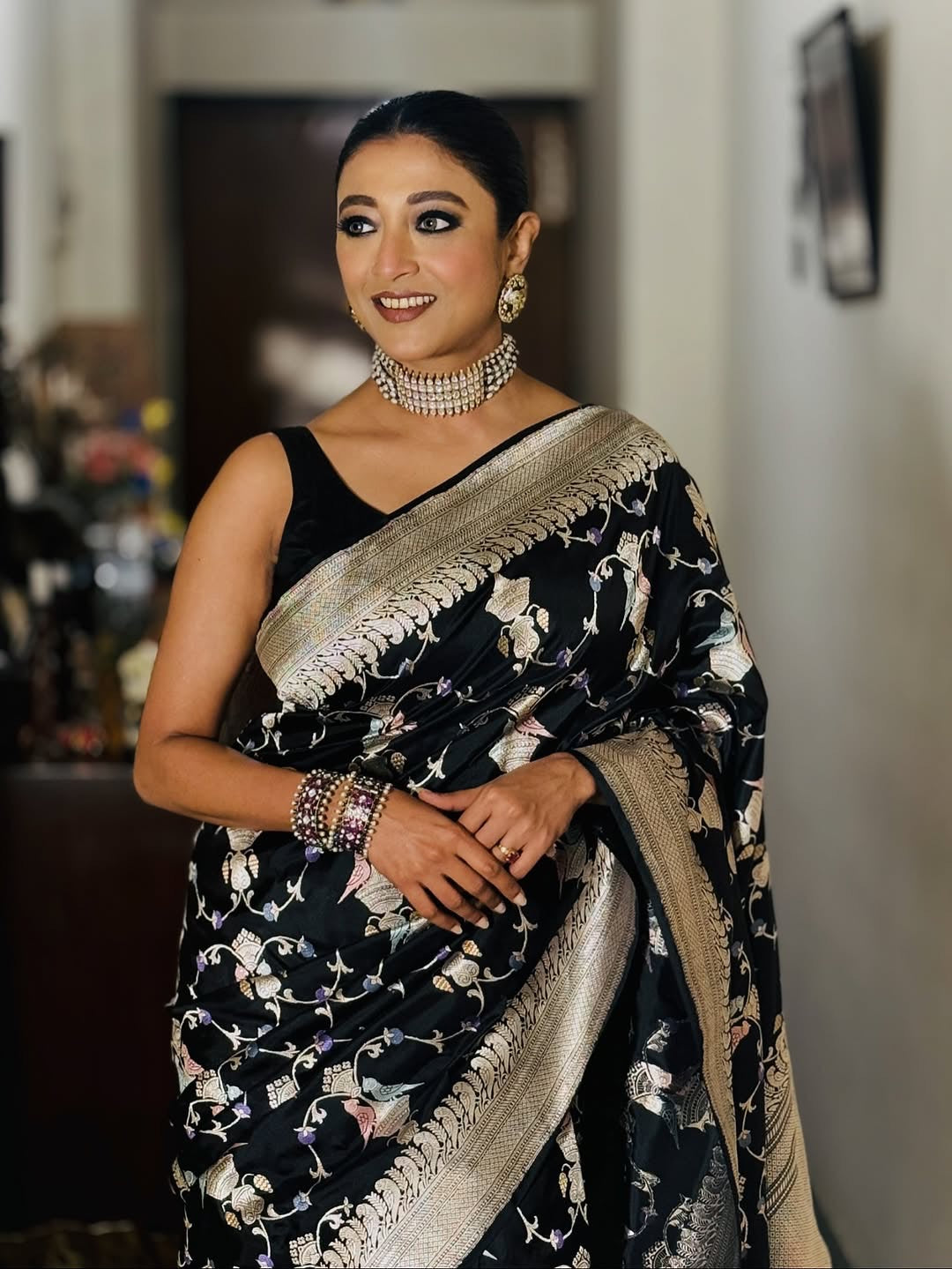 Antique Silver phool moti bangle - MAHIRA