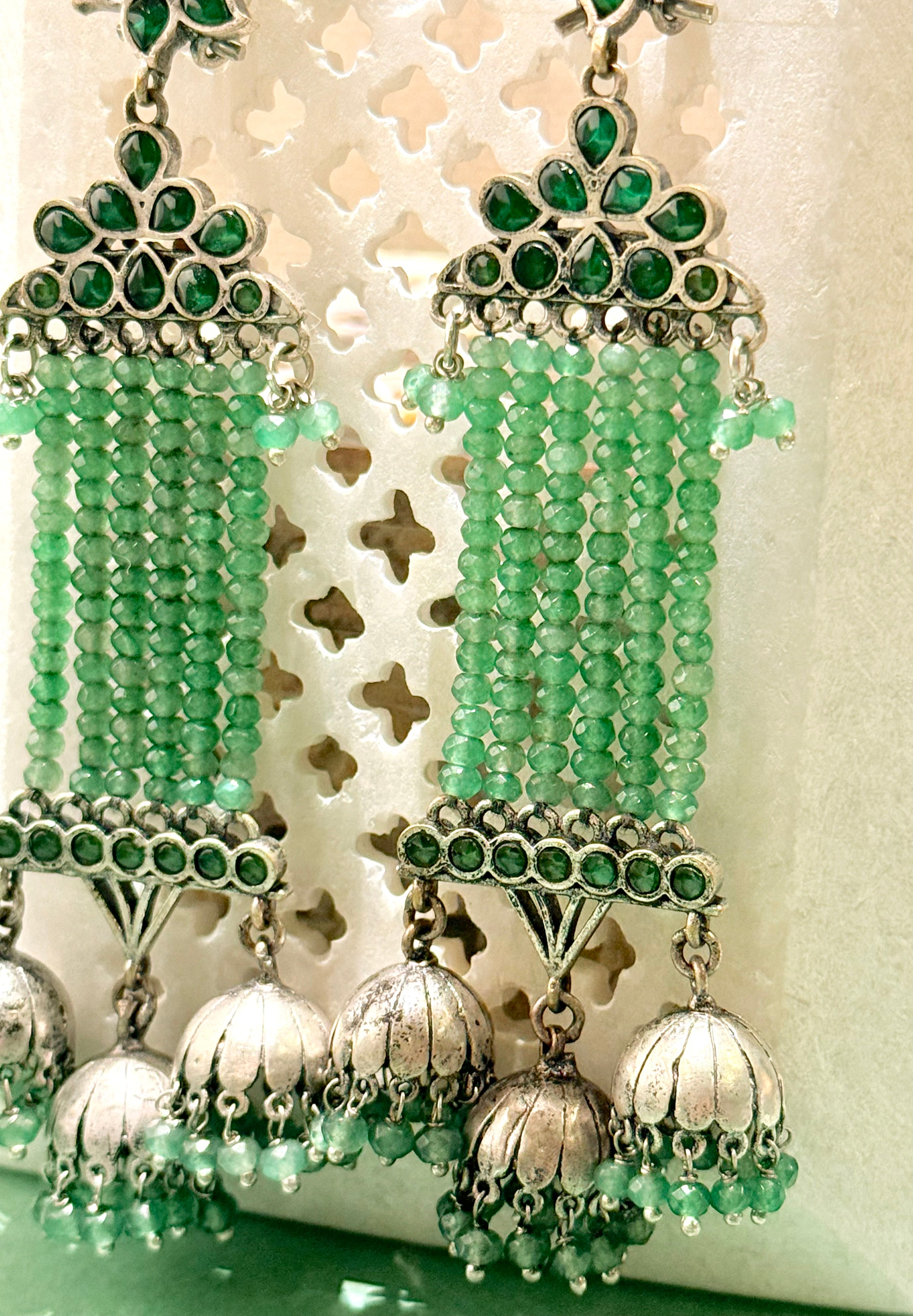 Hara crystal jhumki dangler - Mahira