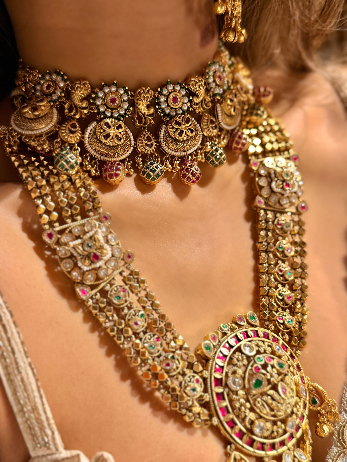 Trina antique gold plated Rajwadi Necklace