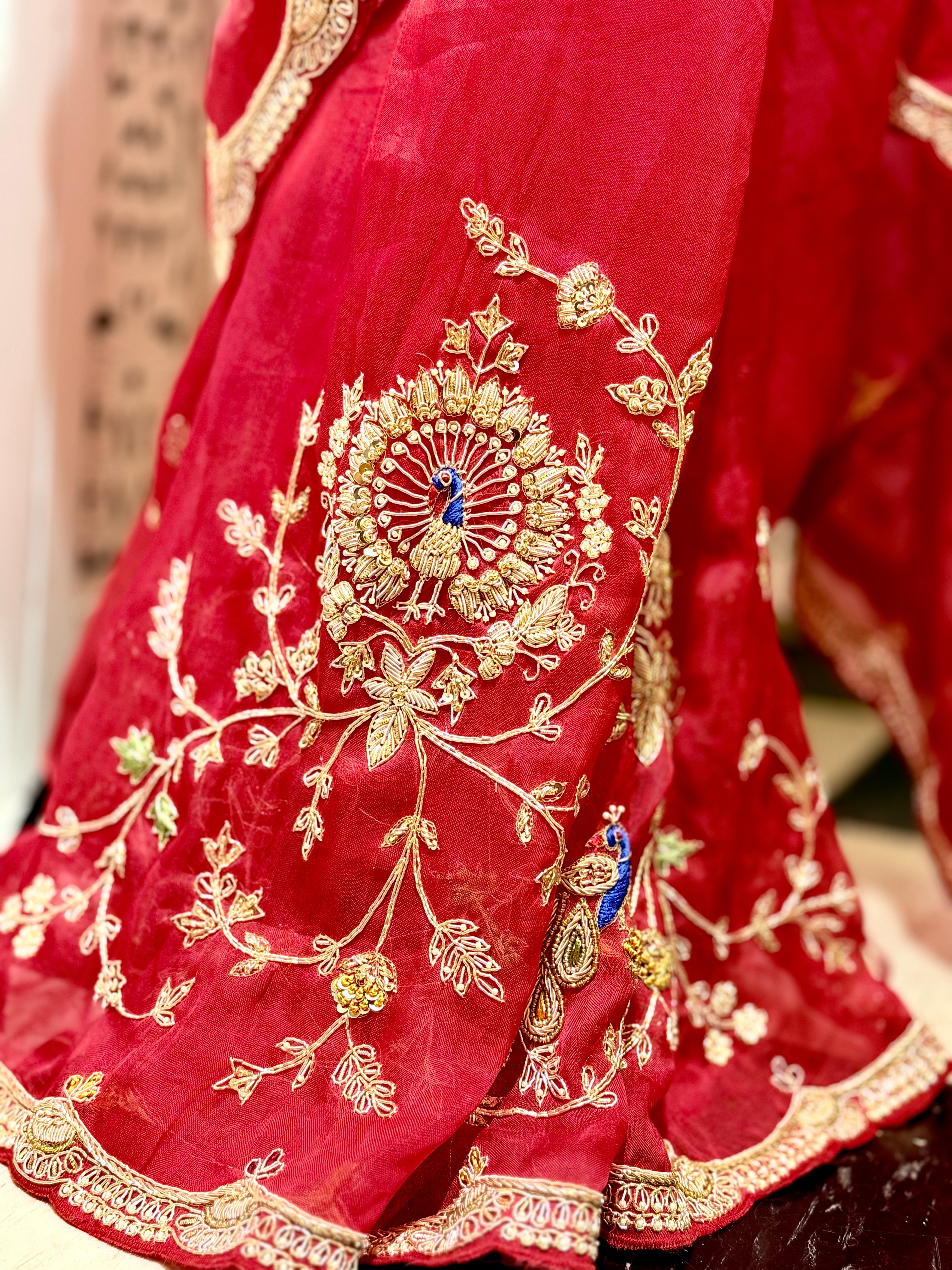 Laal Ishq zardosi kora Banarasi saree