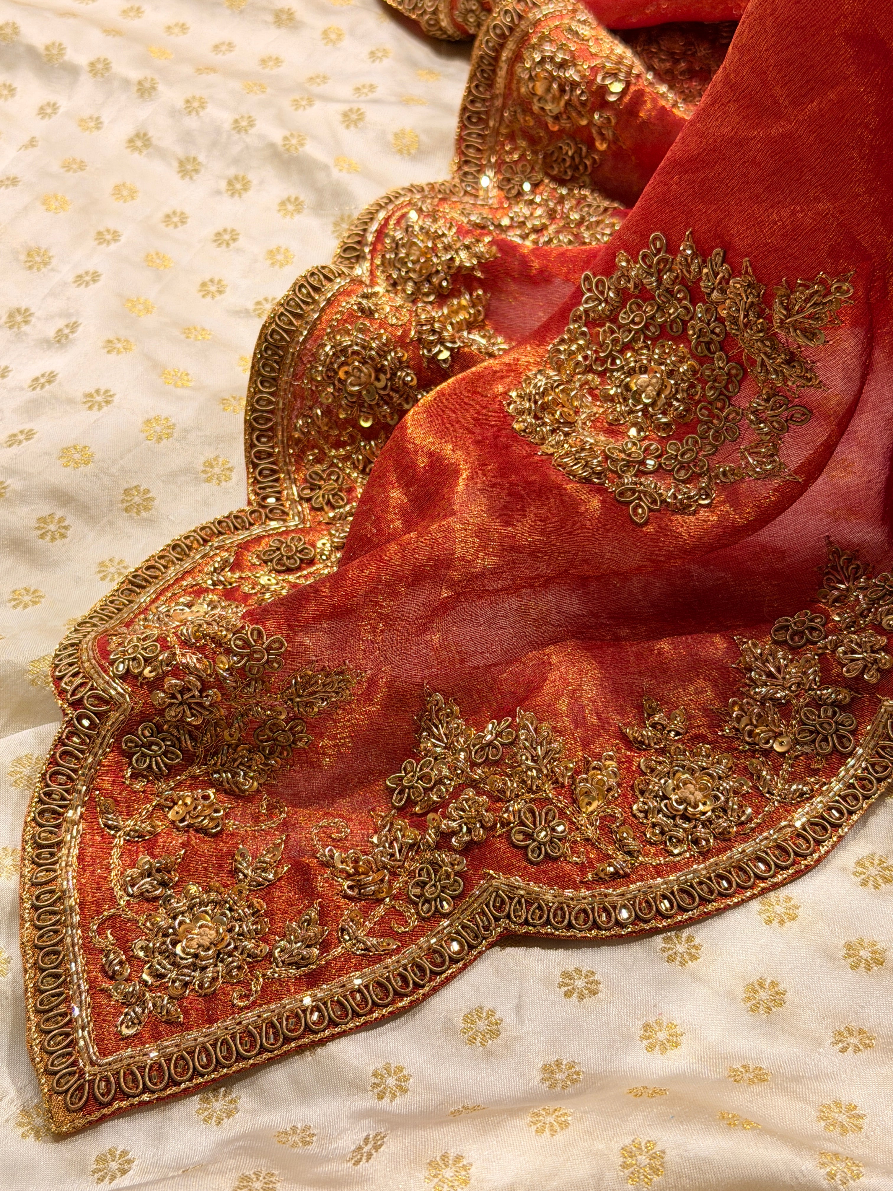 Tissue Golden Rust Saree