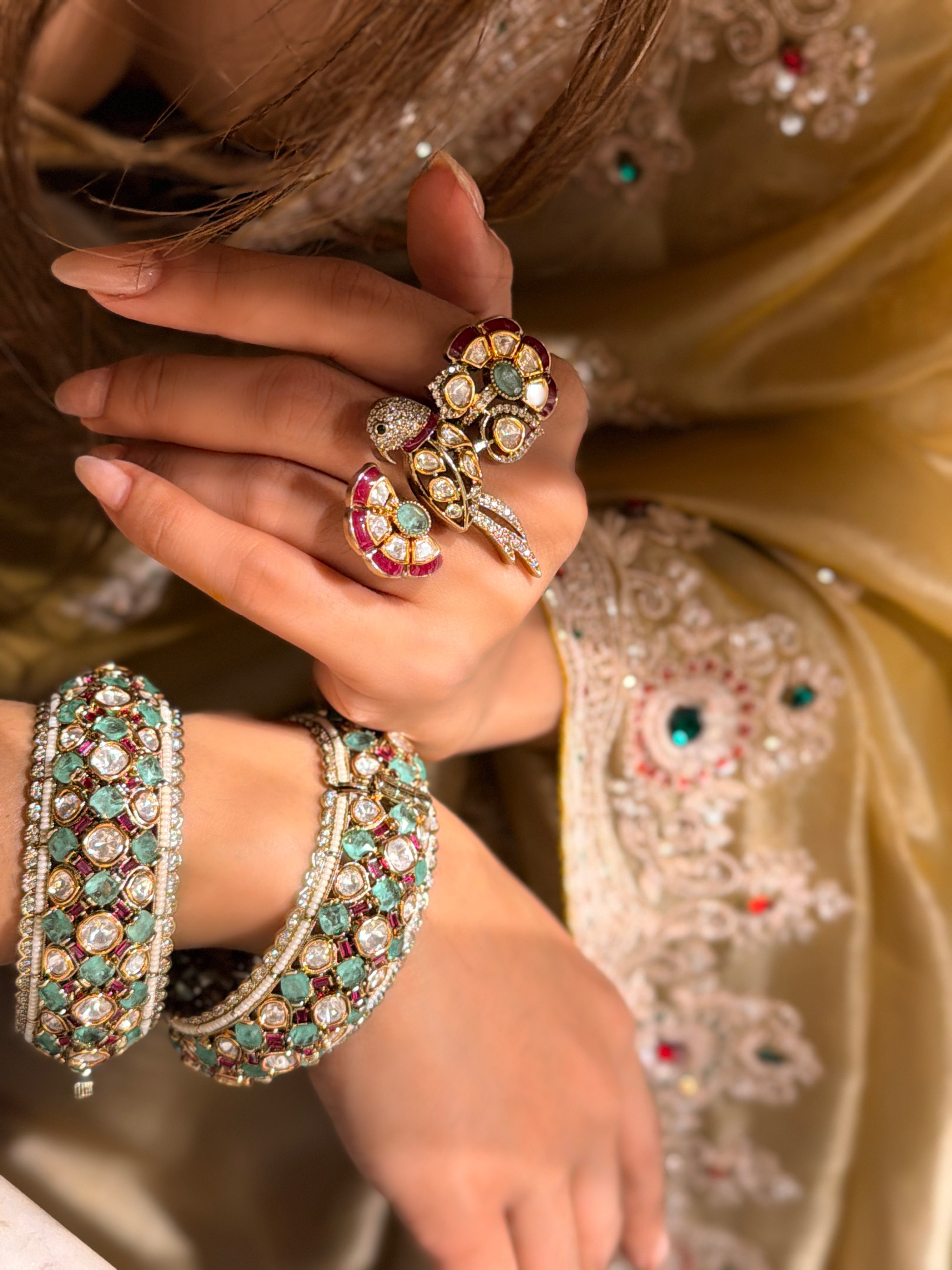 Celestial Parrot Bloom Ring - Mint