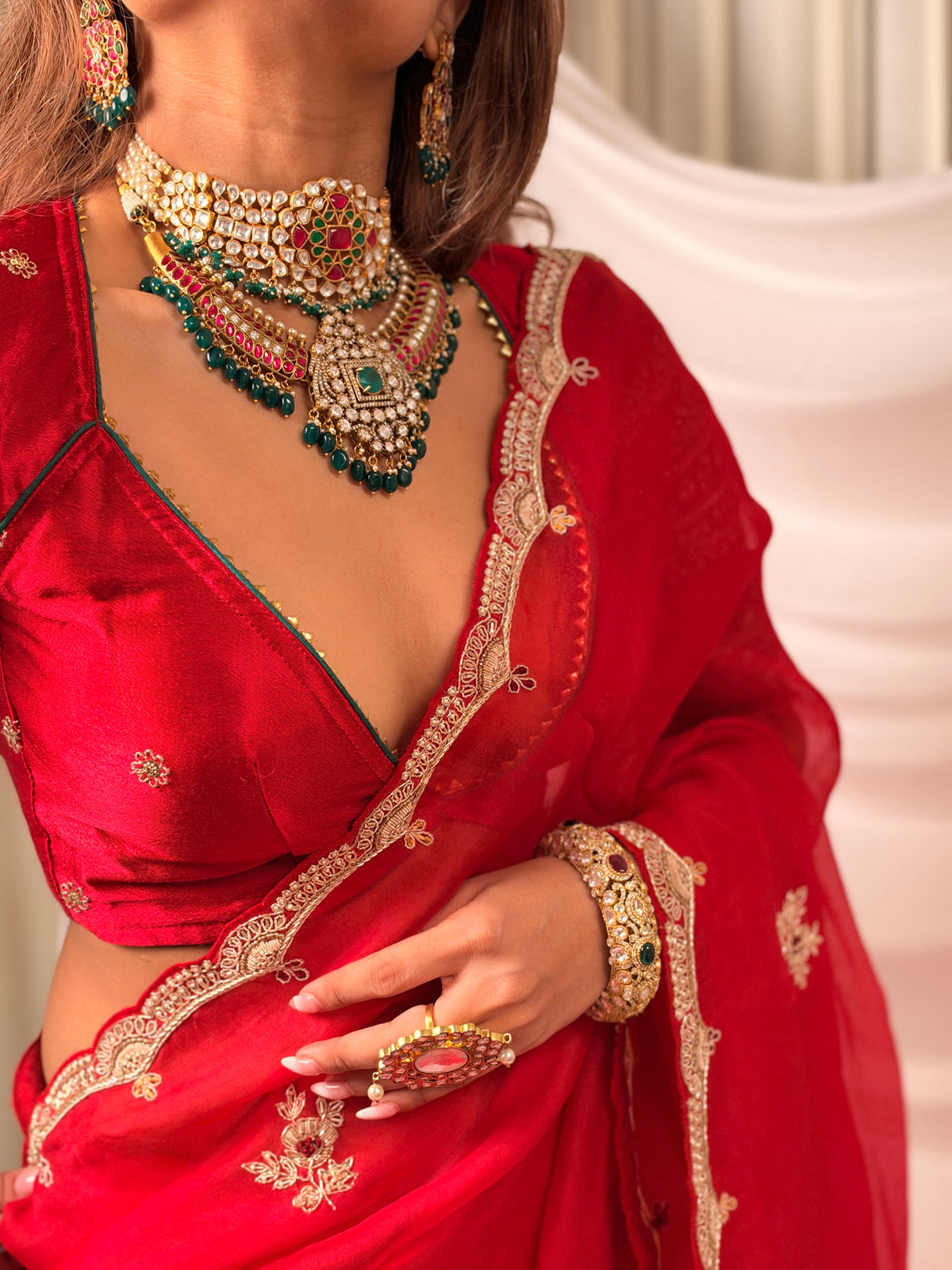 Laal Ishq zardosi kora Banarasi saree