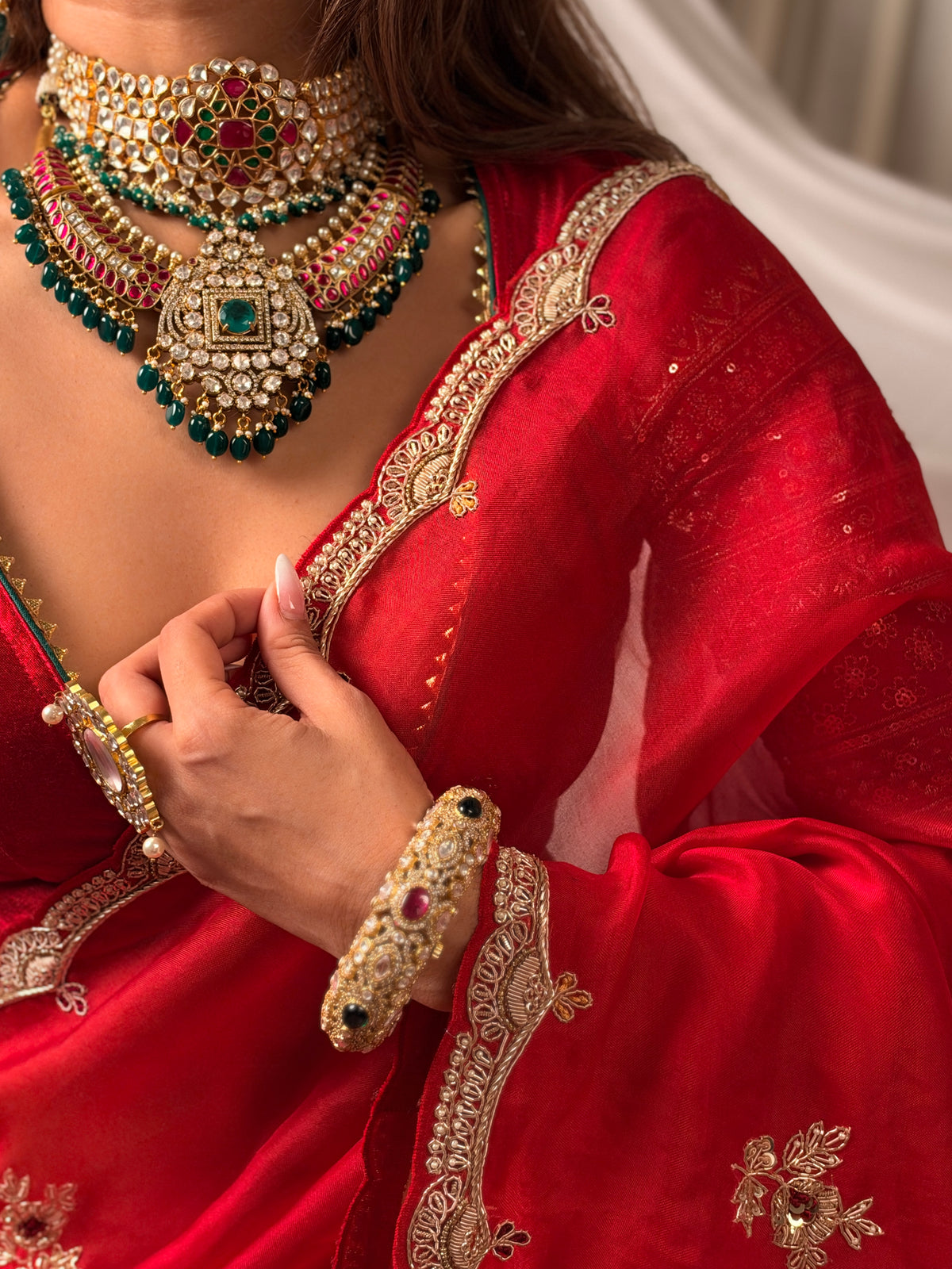 Laal Ishq zardosi kora Banarasi saree