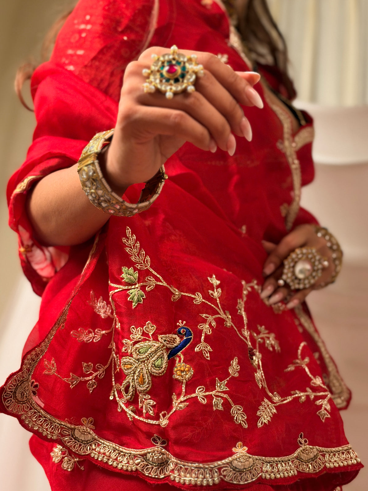 Laal Ishq zardosi kora Banarasi saree