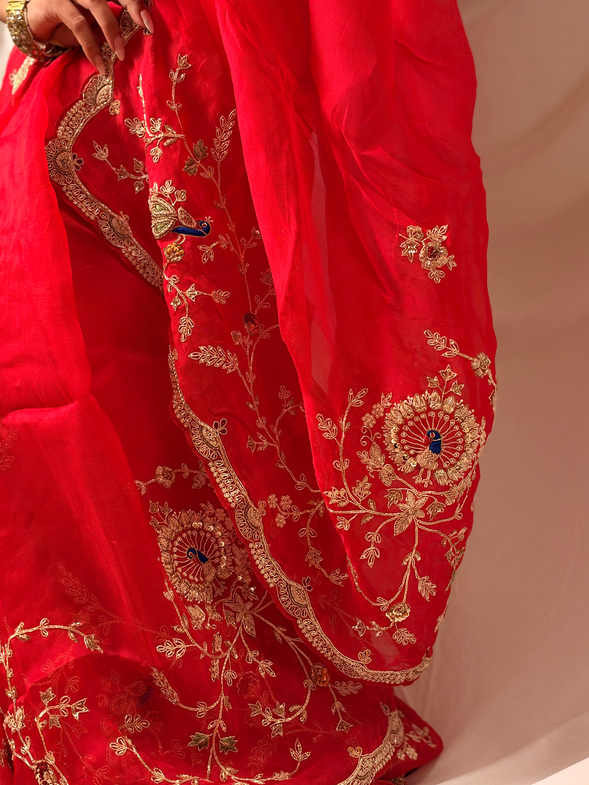 Laal Ishq zardosi kora Banarasi saree