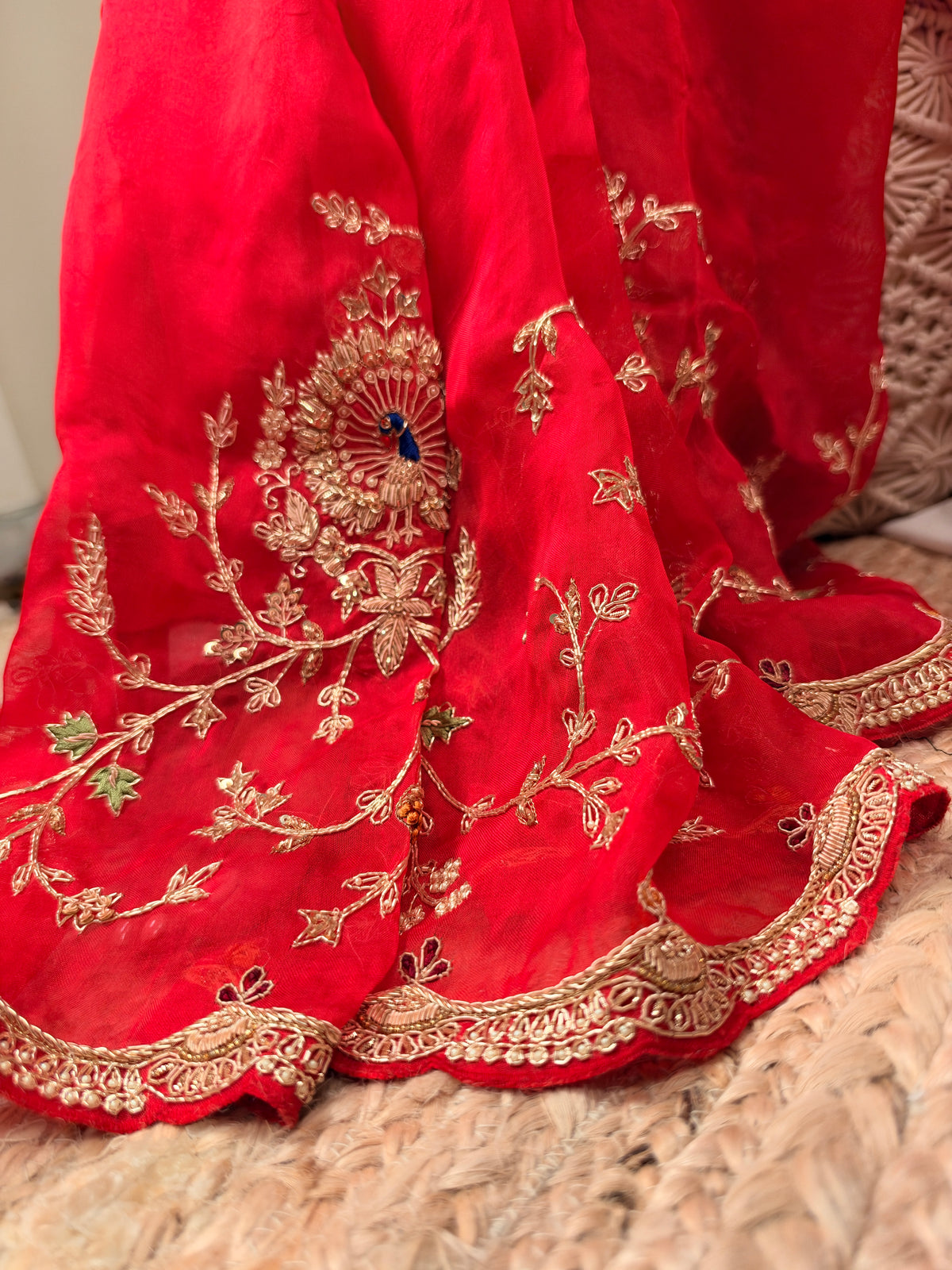 Laal Ishq zardosi kora Banarasi saree