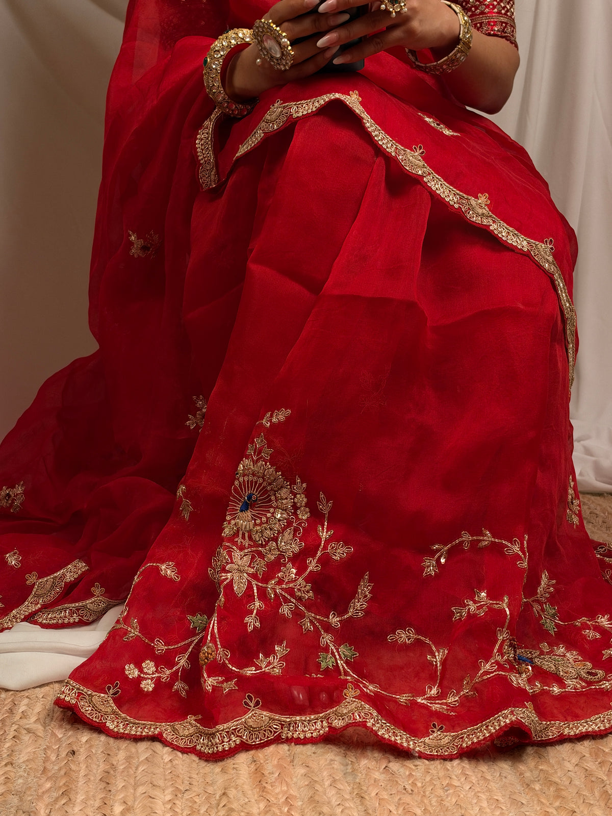 Laal Ishq zardosi kora Banarasi saree