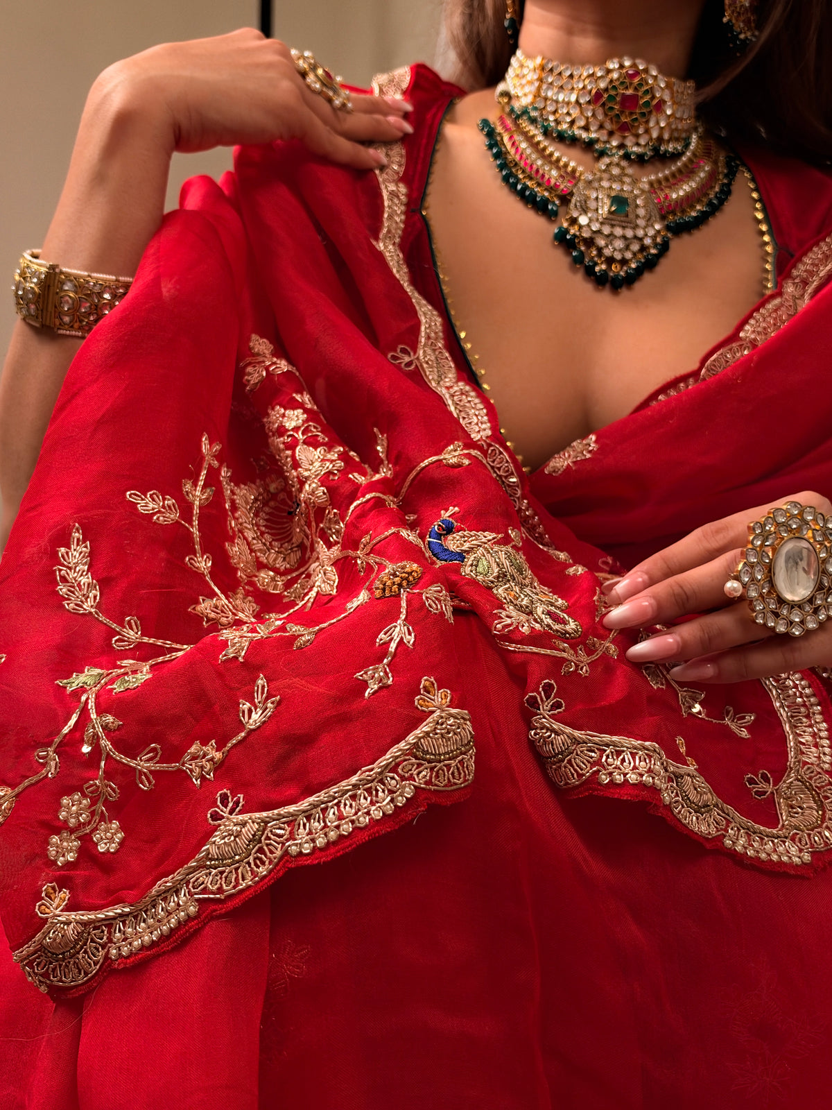 Laal Ishq zardosi kora Banarasi saree
