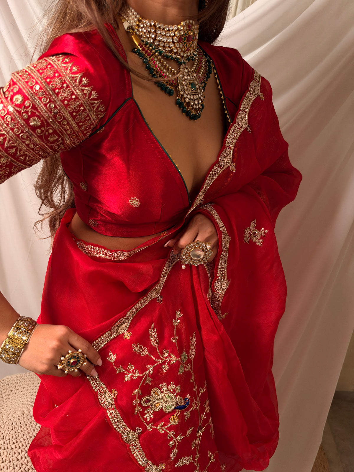 Laal Ishq zardosi kora Banarasi saree