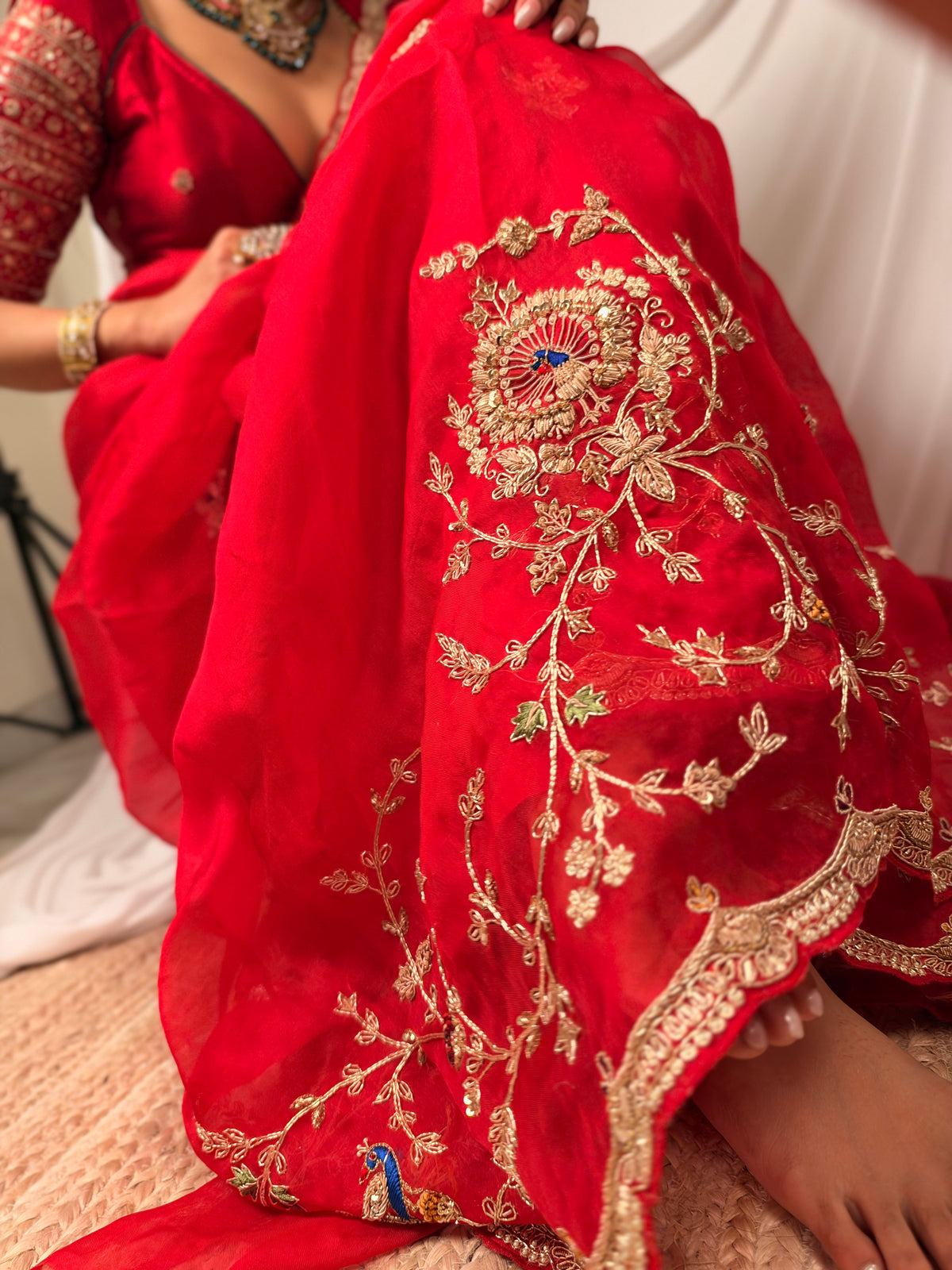 Laal Ishq zardosi kora Banarasi saree