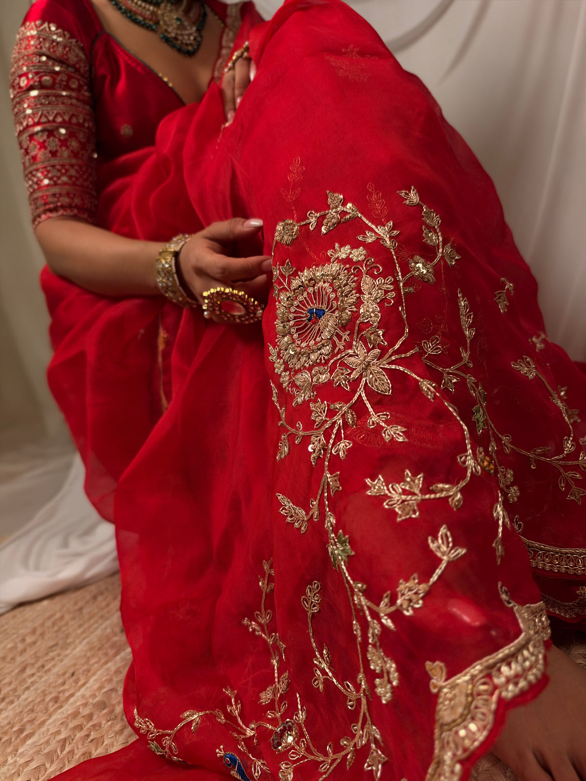 Laal Ishq zardosi kora Banarasi saree